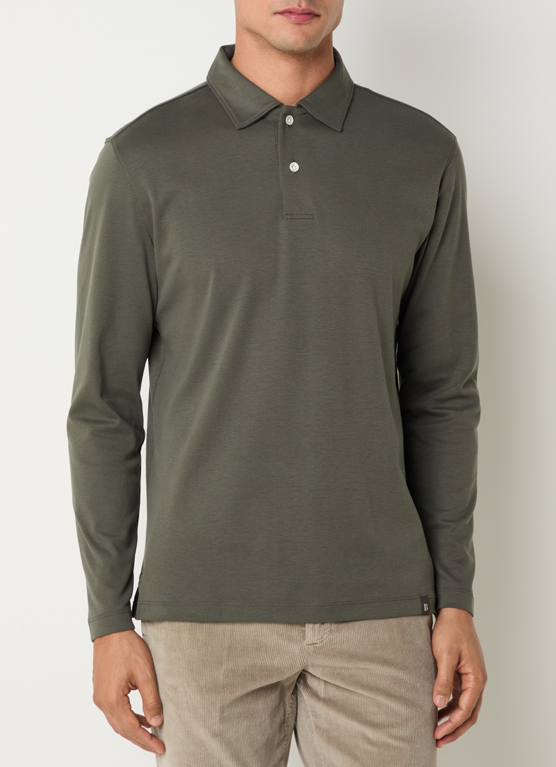 Boggi Milano Regular fit polo met kraag - detail 2 bronsgroen