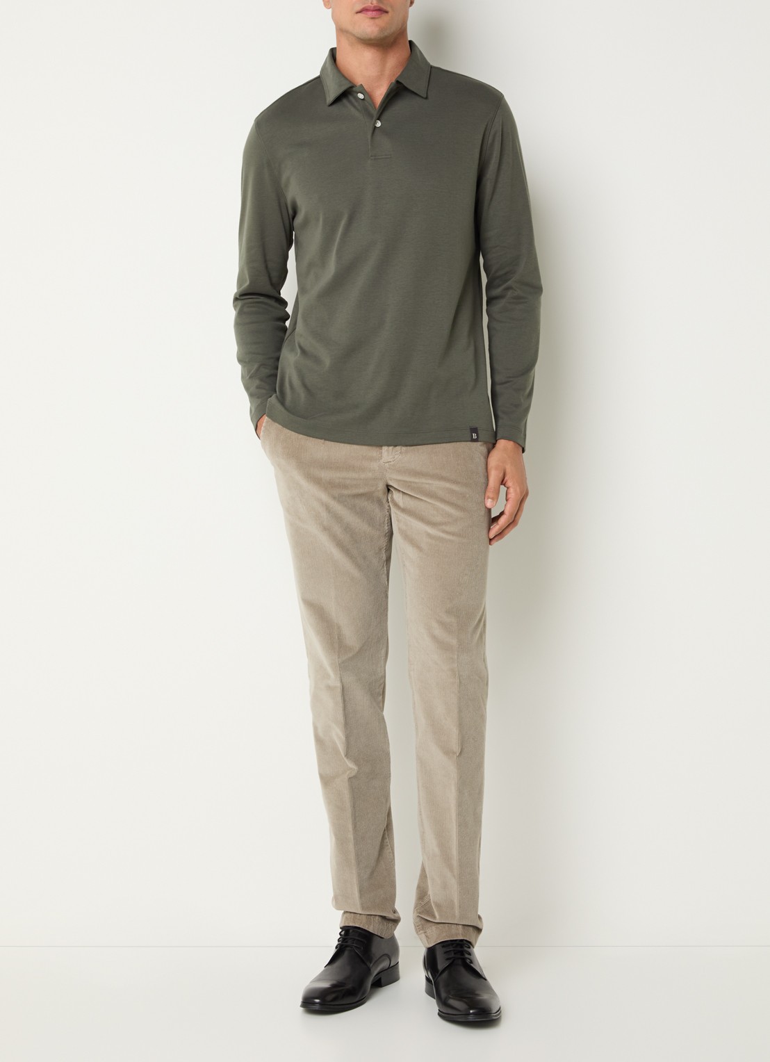 Boggi Milano Regular fit polo met kraag - voorkant 4 bronsgroen