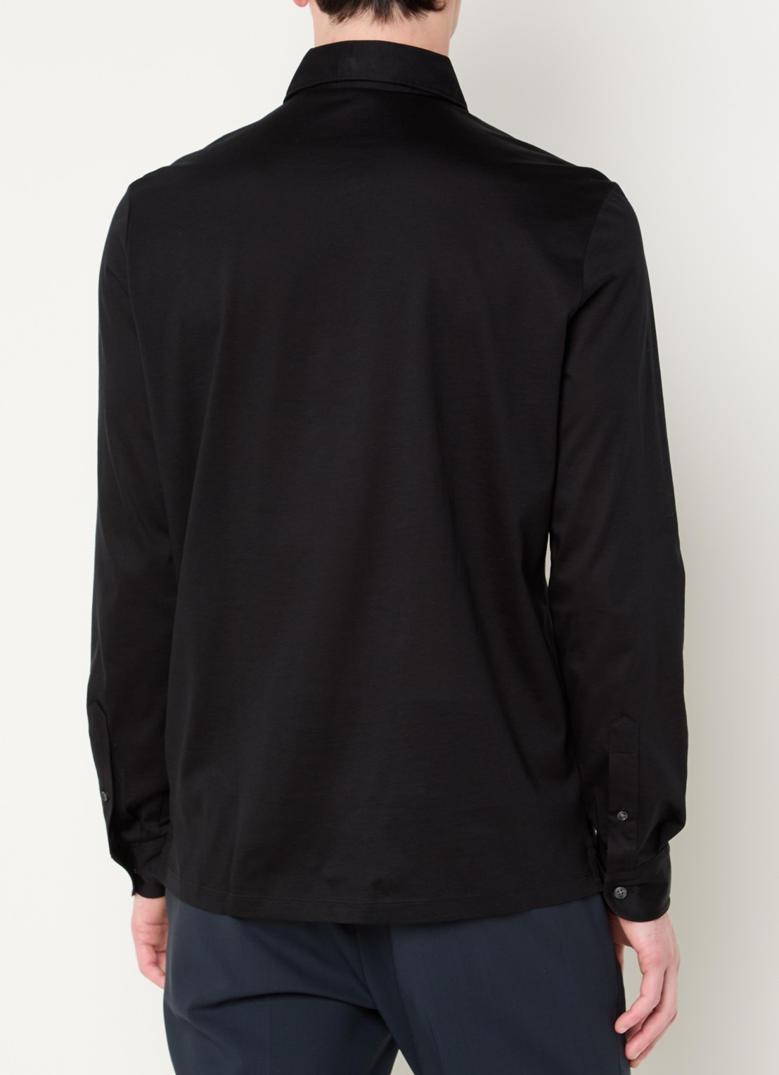 Boggi Milano Regular fit polo met lange mouw - achterkant 4 zwart