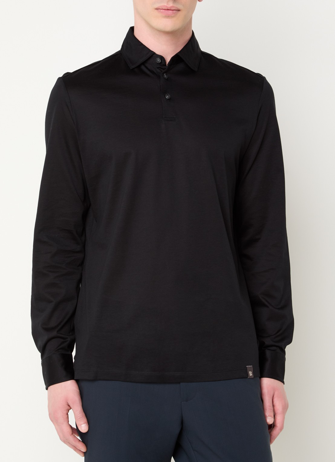 Boggi Milano Regular fit polo met lange mouw - detail 5 zwart