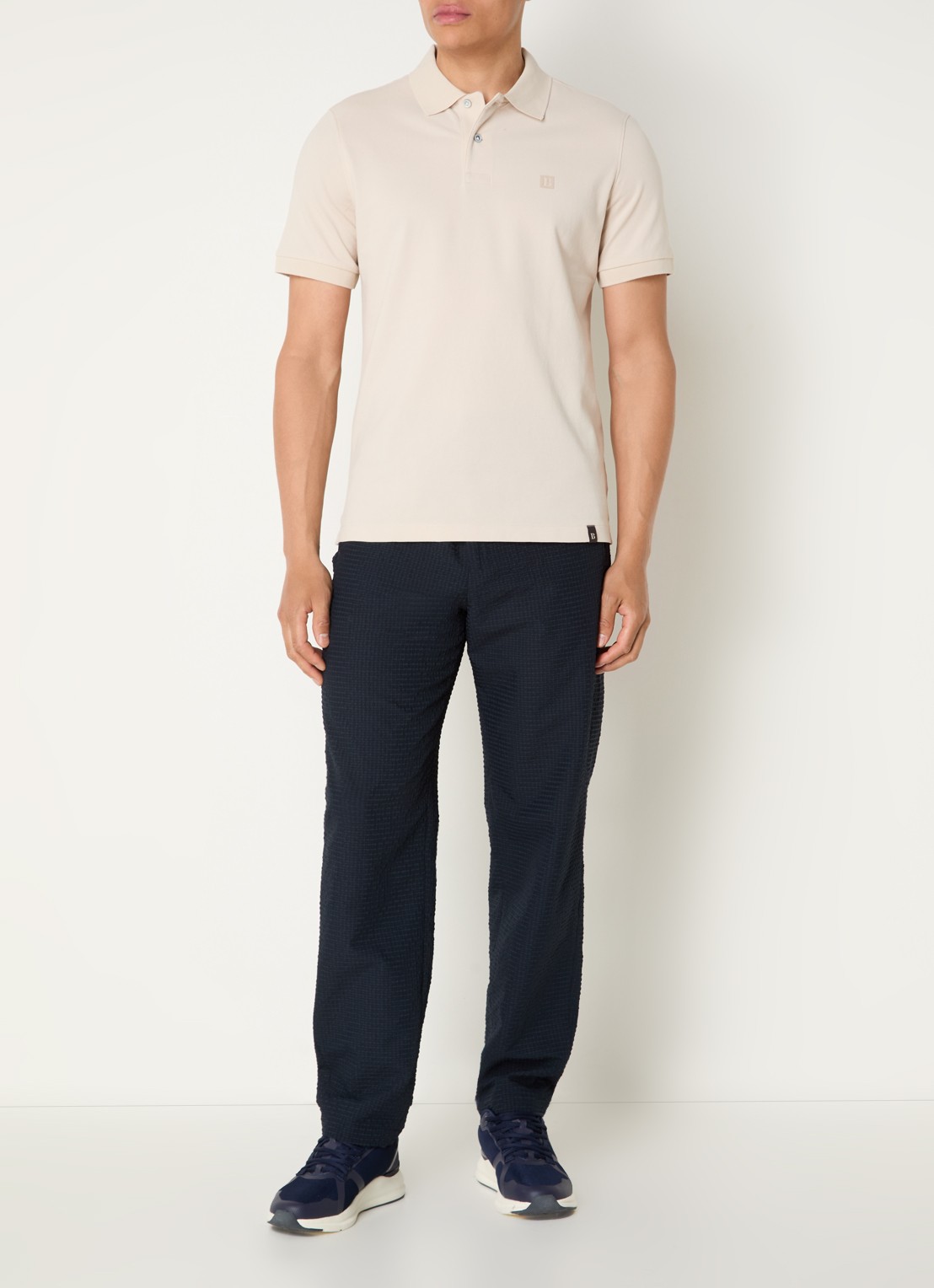 Boggi Milano Regular fit polo met logoprint - voorkant 3 creme