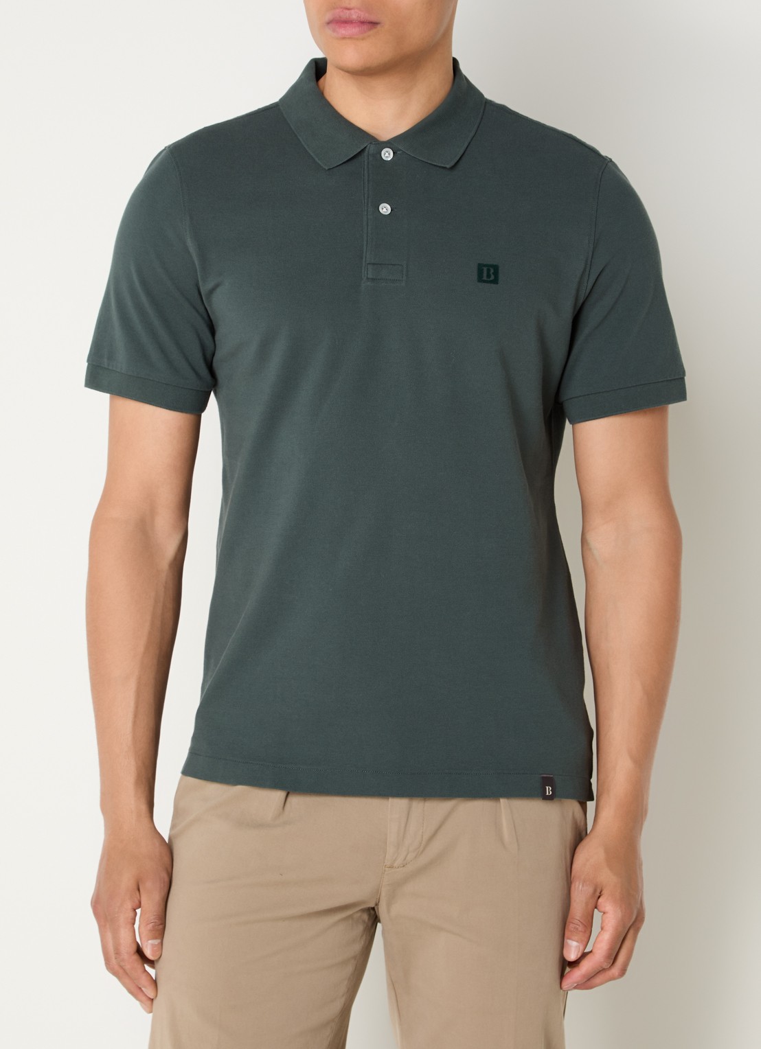Boggi Milano Regular fit polo met logoprint - detail zeegroen