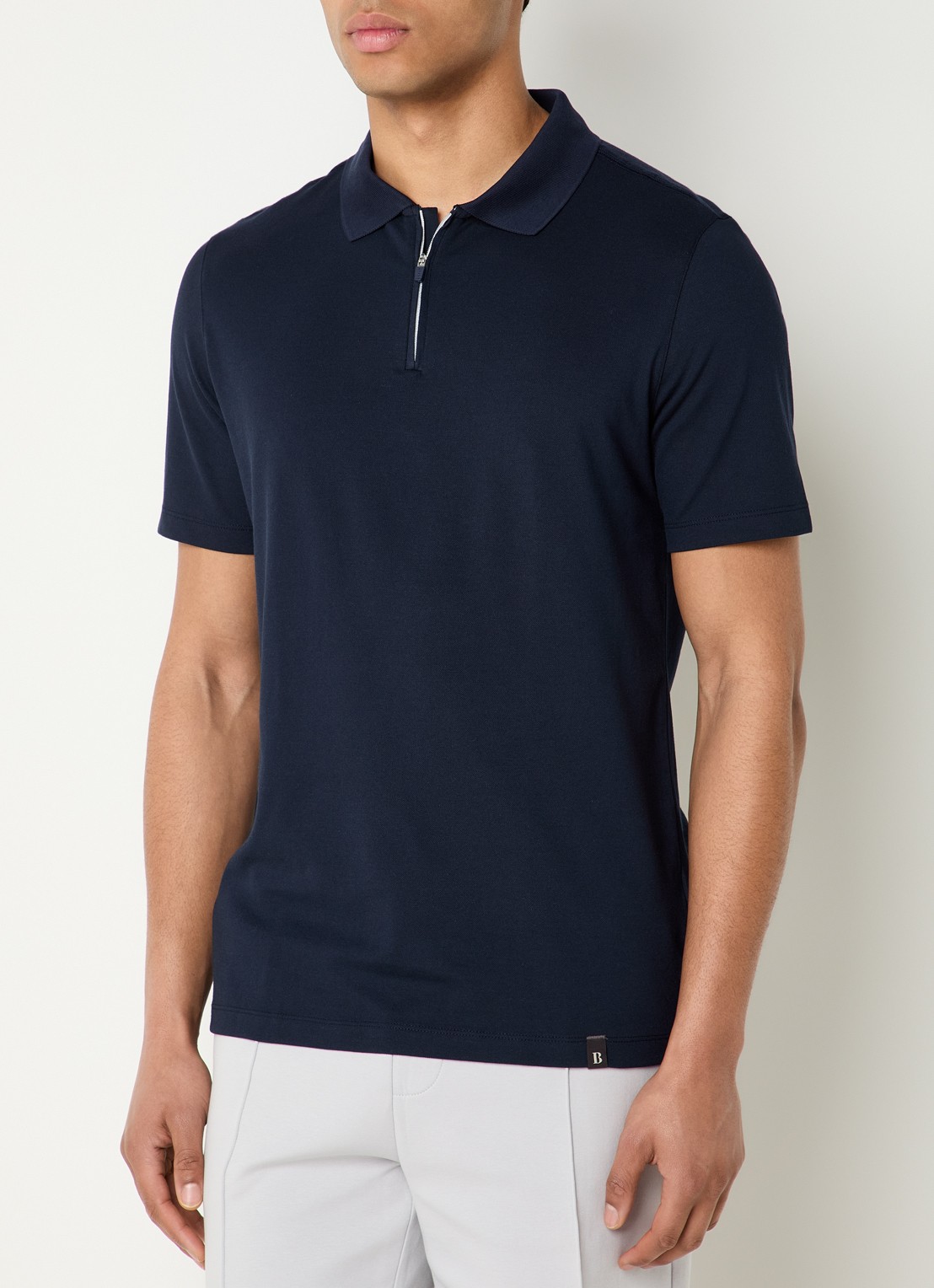 Boggi Milano Regular fit polo met met halve rits - detail 2 donkerblauw