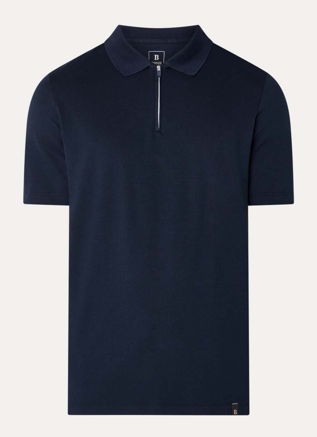 Boggi Milano Regular fit polo met met halve rits - voorkant 3 donkerblauw