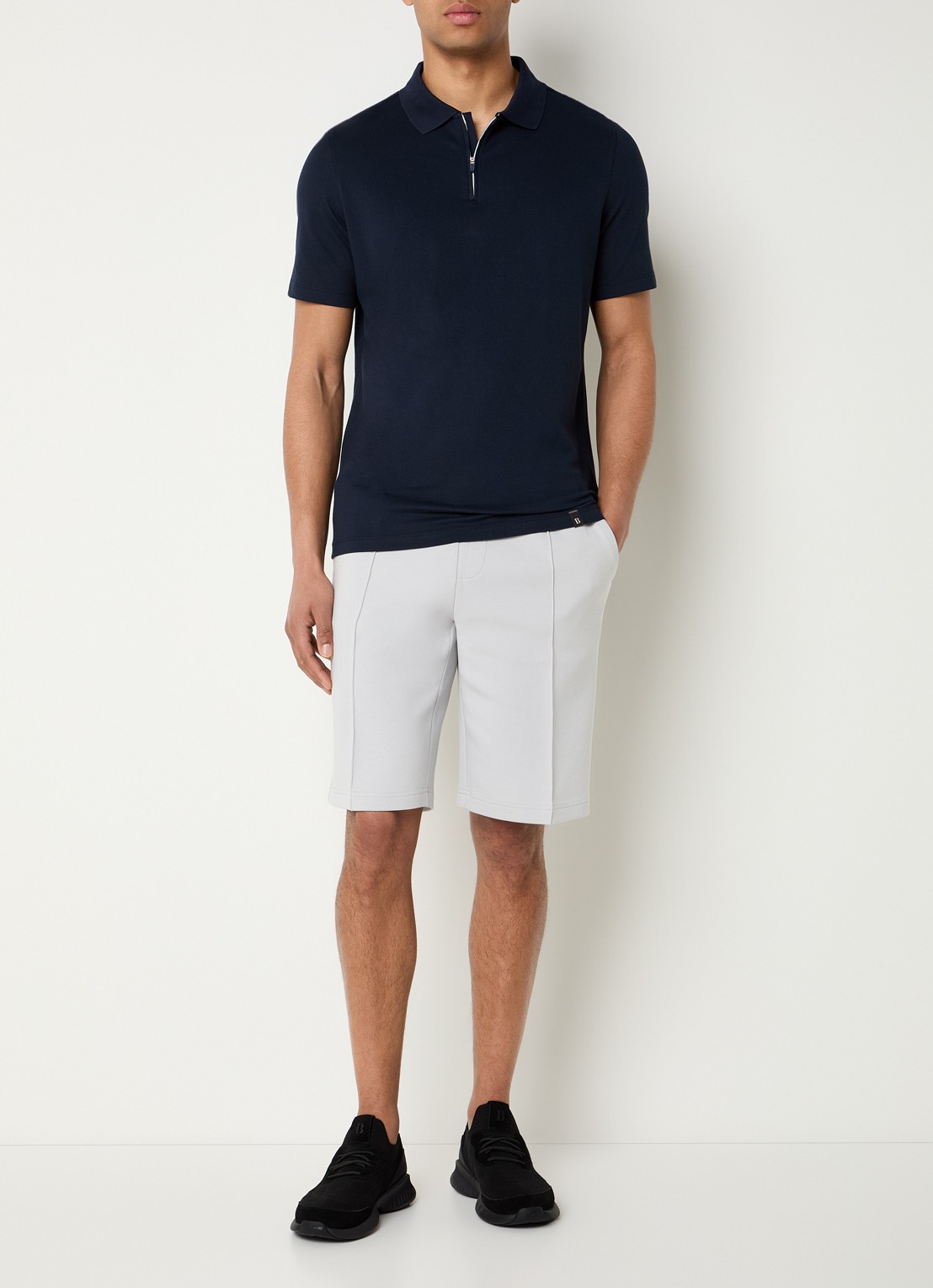 Boggi Milano Regular fit polo met met halve rits - voorkant 4 donkerblauw