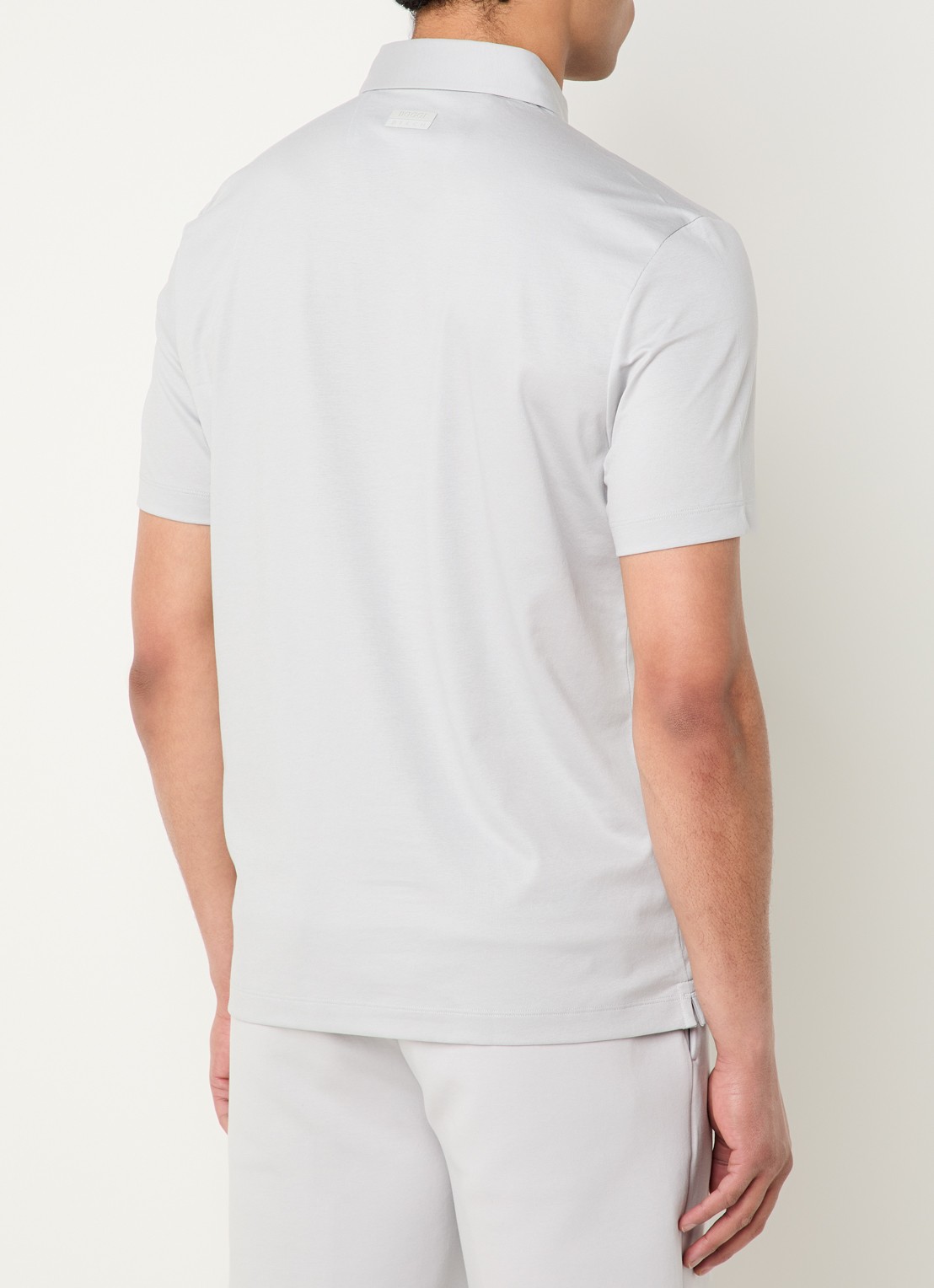 Boggi Milano Regular fit polo met stretch - achterkant 3 lichtgrijs