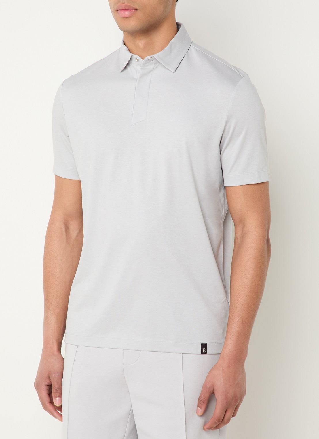 Boggi Milano Regular fit polo met stretch - detail 4 lichtgrijs