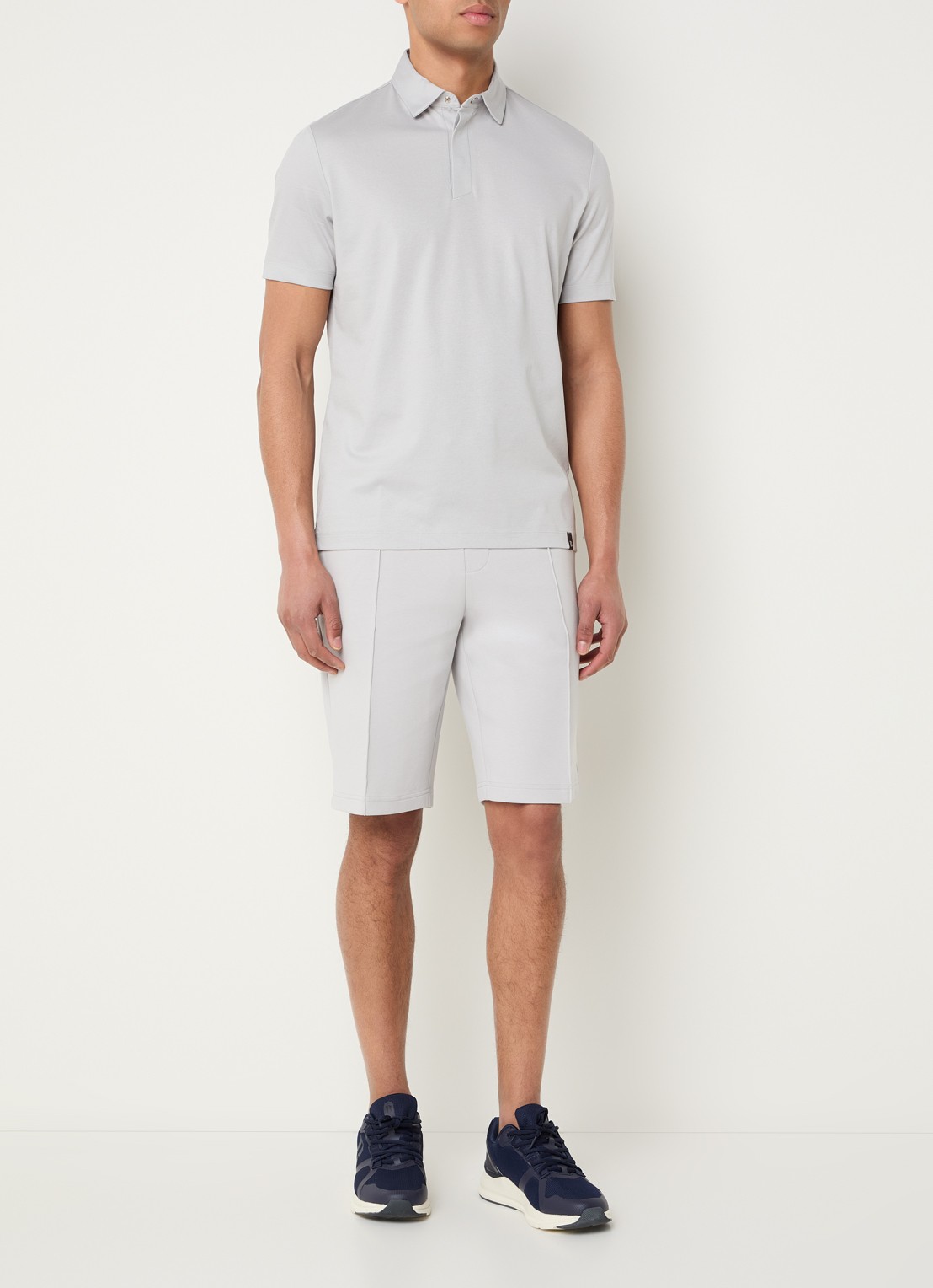 Boggi Milano Regular fit polo met stretch - voorkant 2 lichtgrijs