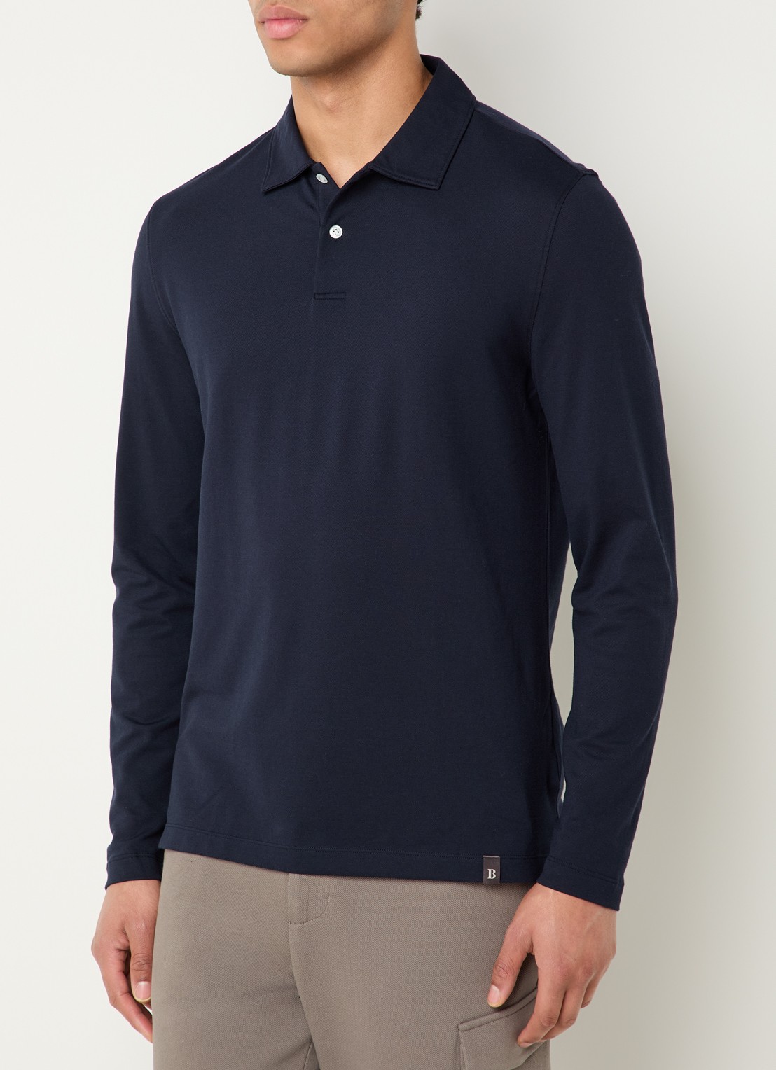Boggi Milano Regular fit polo met stretch - detail donkerblauw