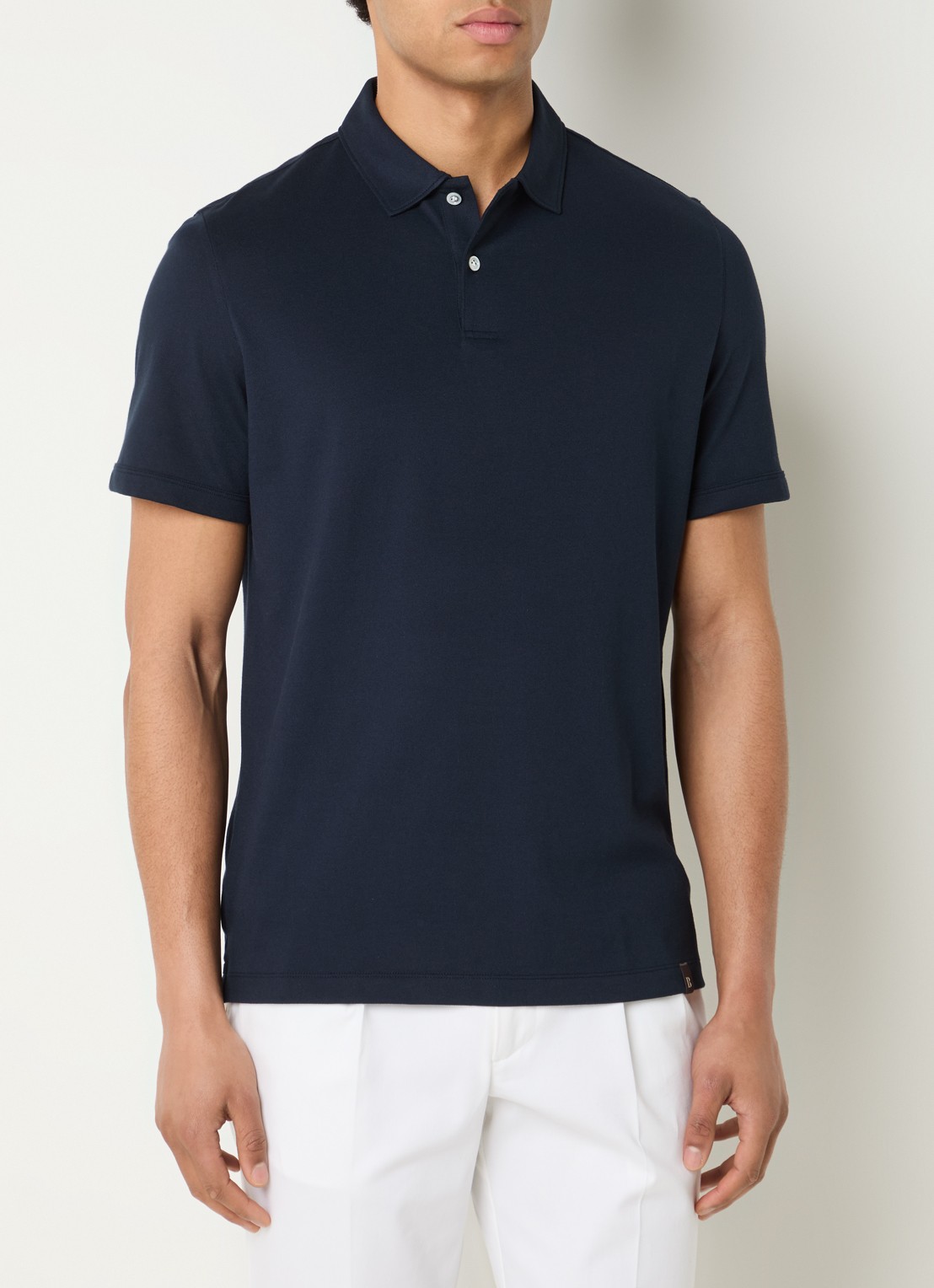 Boggi Milano Regular fit polo met stretch - detail donkerblauw
