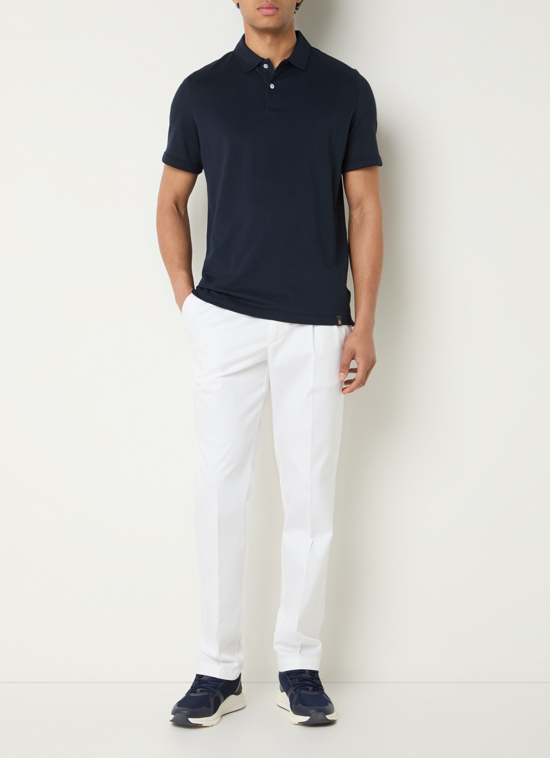 Boggi Milano Regular fit polo met stretch - voorkant 4 donkerblauw