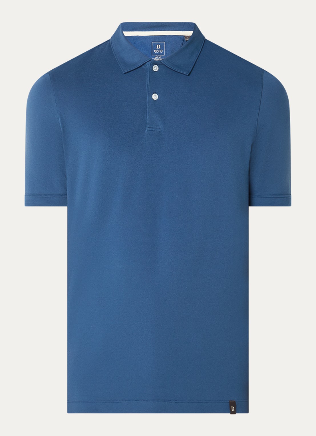 Boggi Milano Regular fit polo met stretch - voorkant 2 blauw