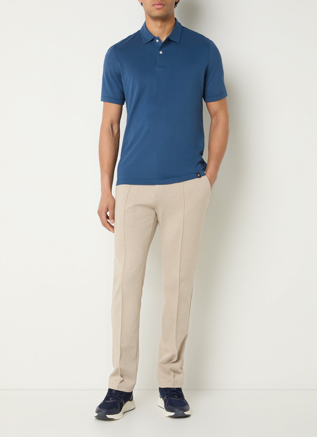 Boggi Milano Regular fit polo met stretch - voorkant 3 blauw