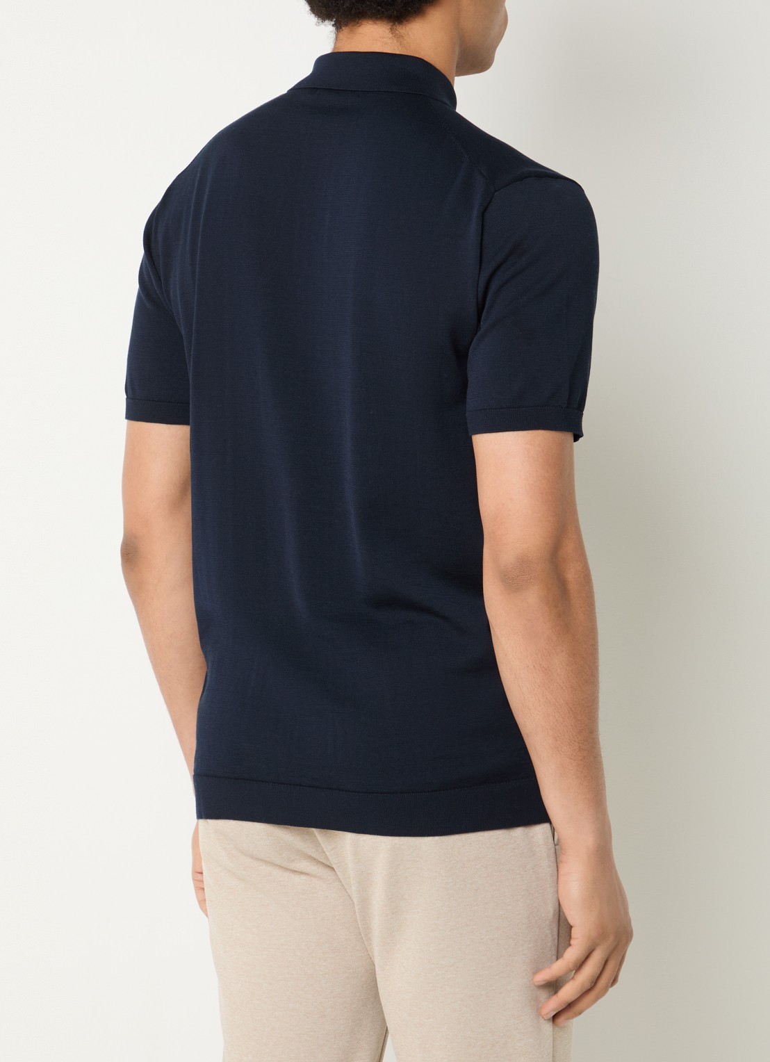 Boggi Milano Regular fit polo met stretch - achterkant donkerblauw