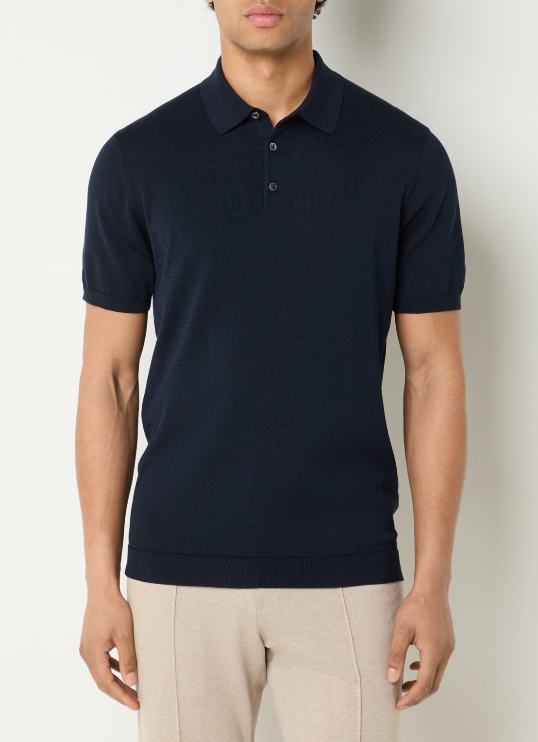 Boggi Milano Regular fit polo met stretch - detail 2 donkerblauw
