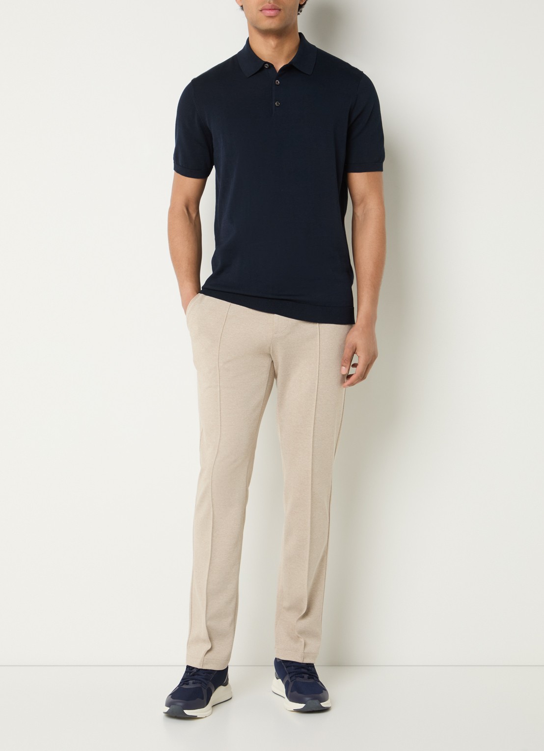 Boggi Milano Regular fit polo met stretch - voorkant 4 donkerblauw