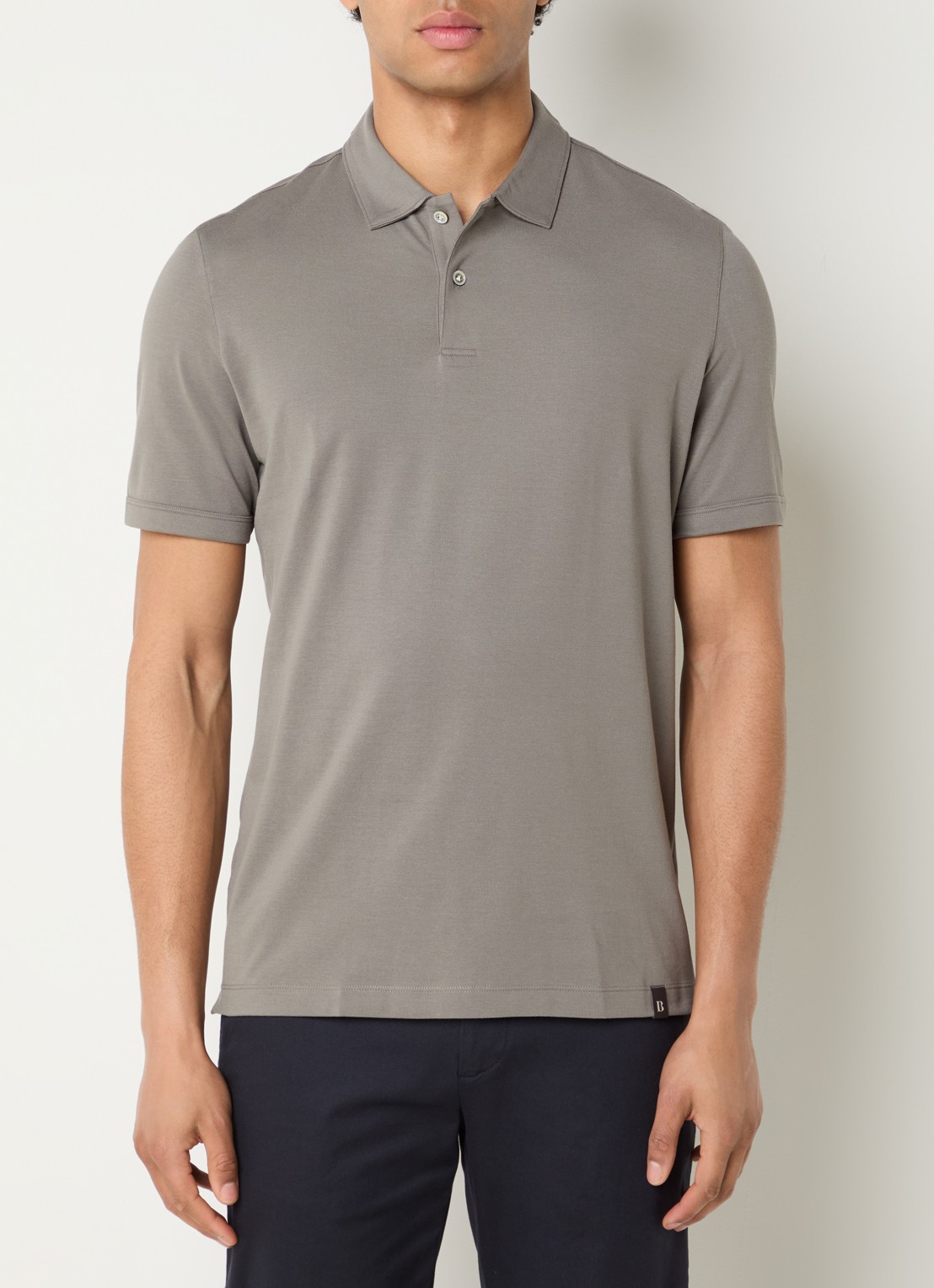 Boggi Milano Regular fit polo met stretch - detail 4 olijfgroen