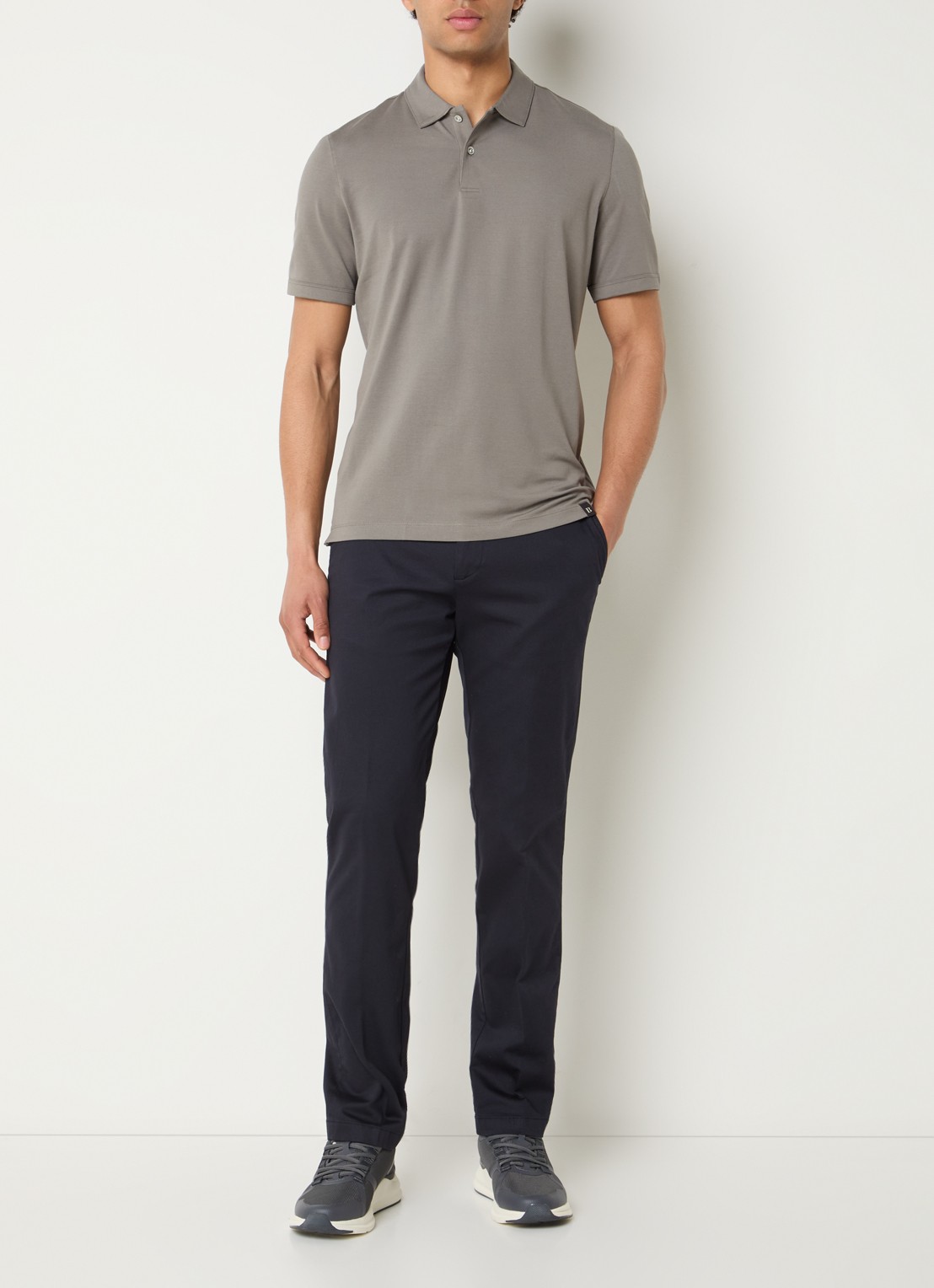 Boggi Milano Regular fit polo met stretch - voorkant 2 olijfgroen