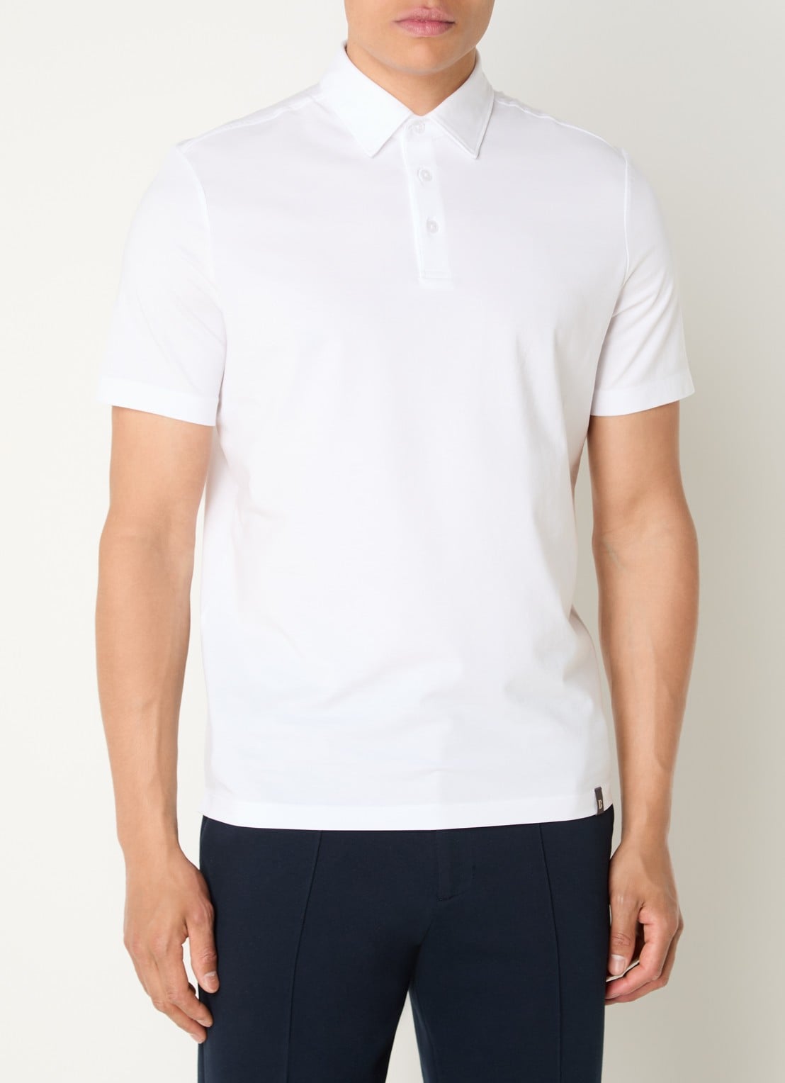 Boggi Milano Regular fit polo met stretch - detail 3 wit