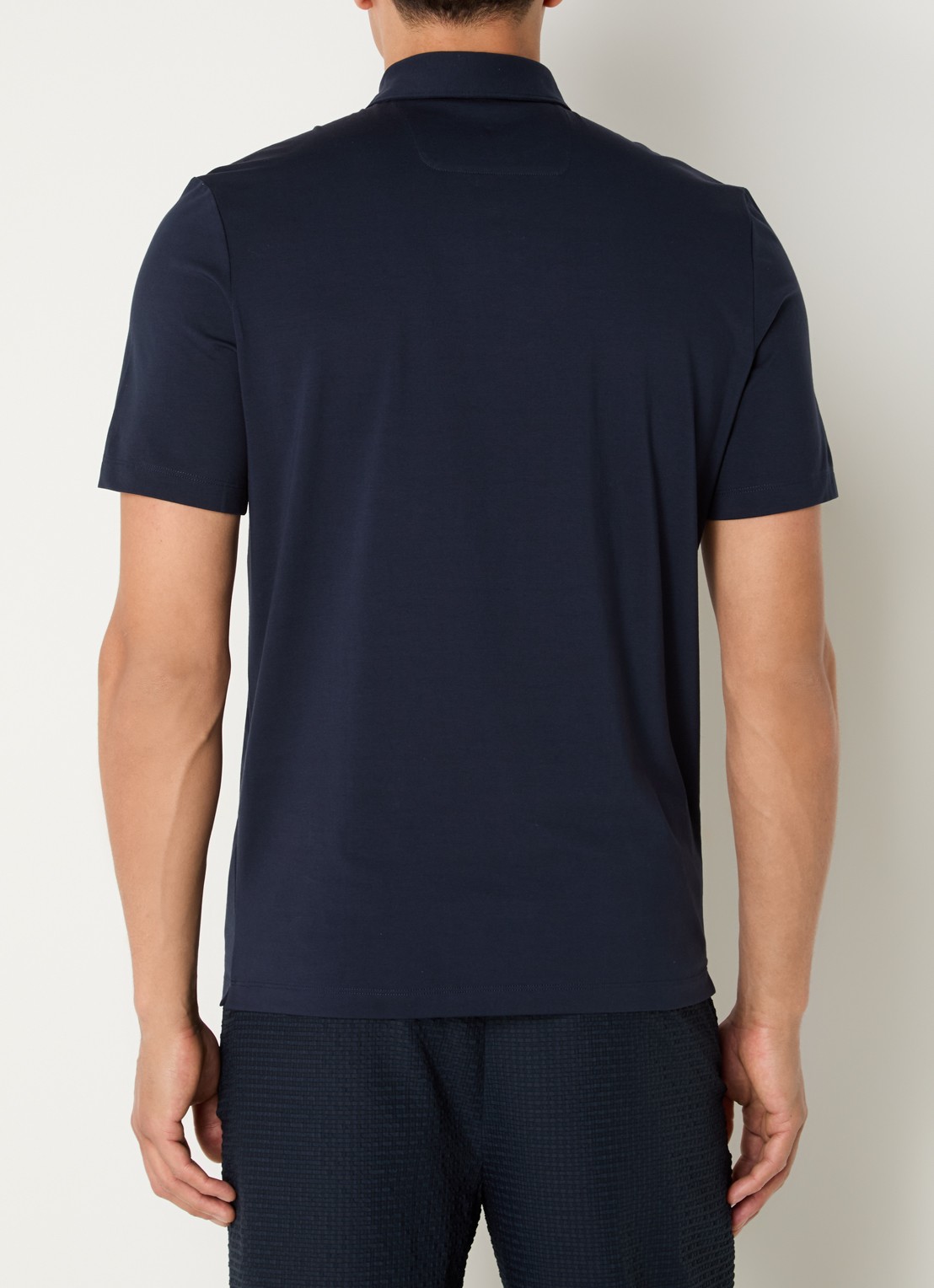 Boggi Milano Regular fit polo met stretch - achterkant donkerblauw