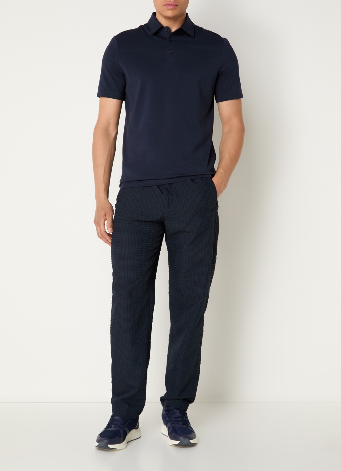 Boggi Milano Regular fit polo met stretch - voorkant 3 donkerblauw