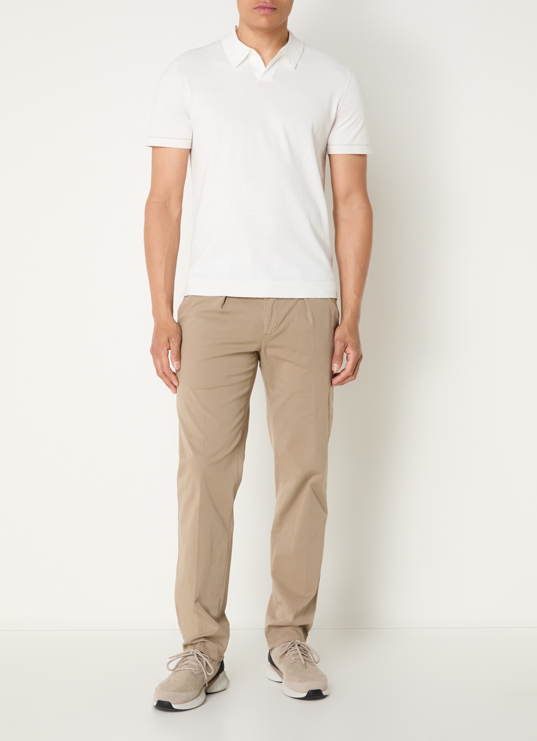 Boggi Milano Regular fit polo met stretch - voorkant 2 wit