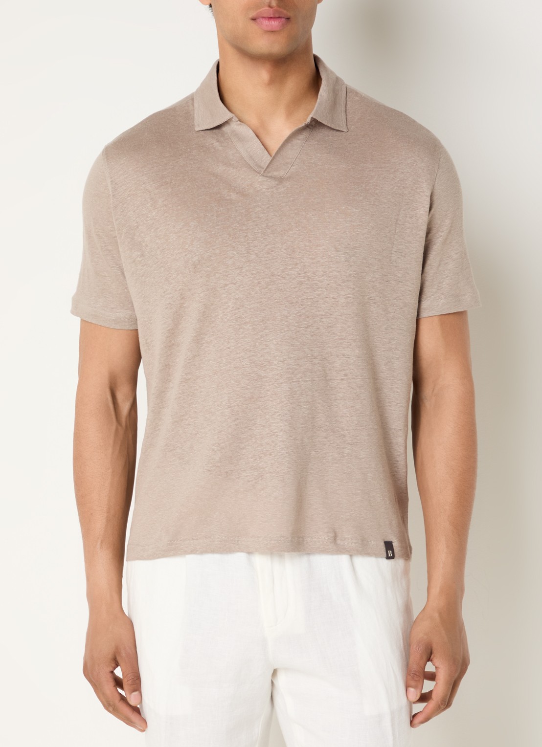 Boggi Milano Regular fit polo met stretch - detail 4 donkerbeige