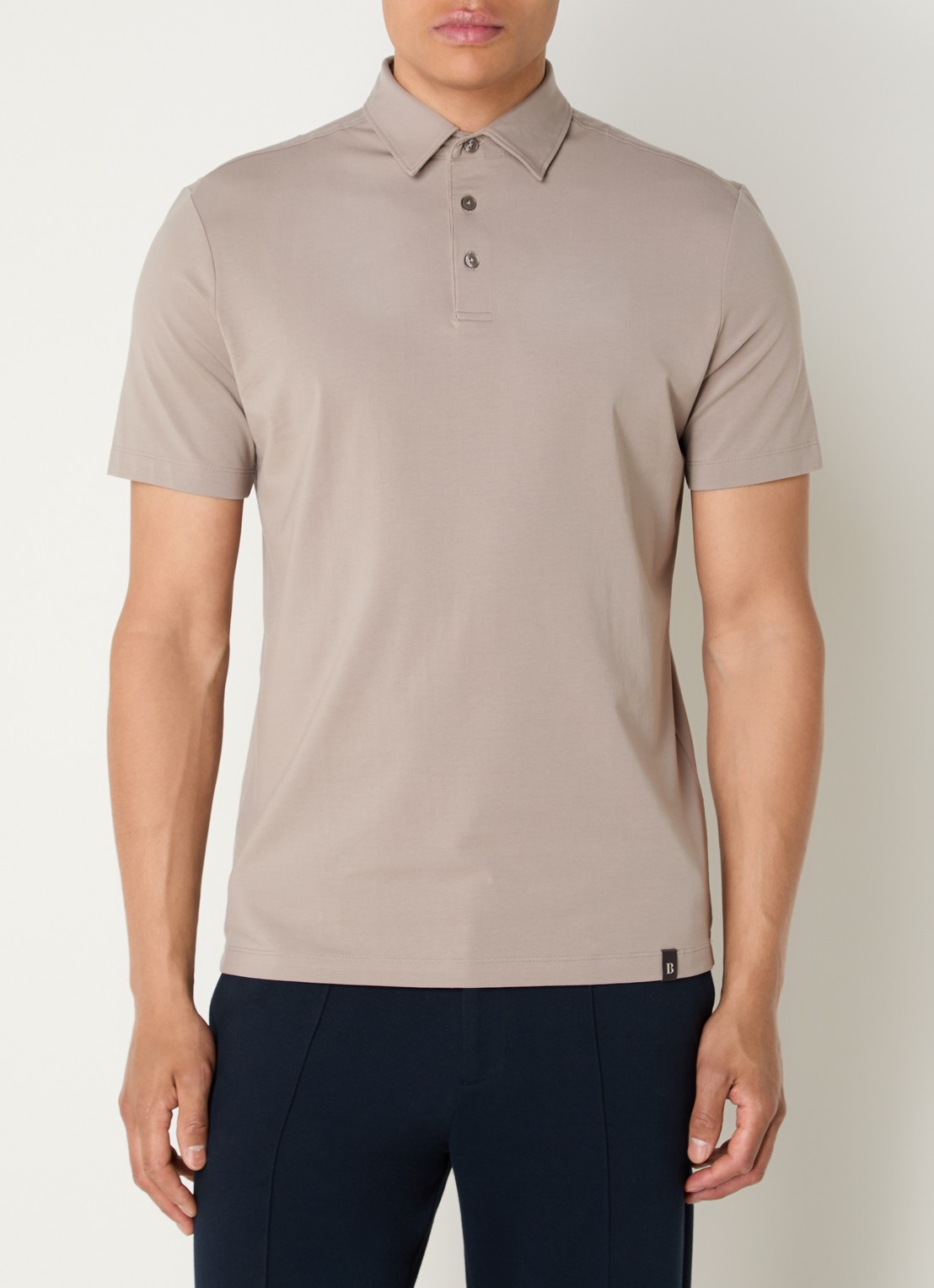 Boggi Milano Regular fit polo met stretch - detail 4 donkerbeige