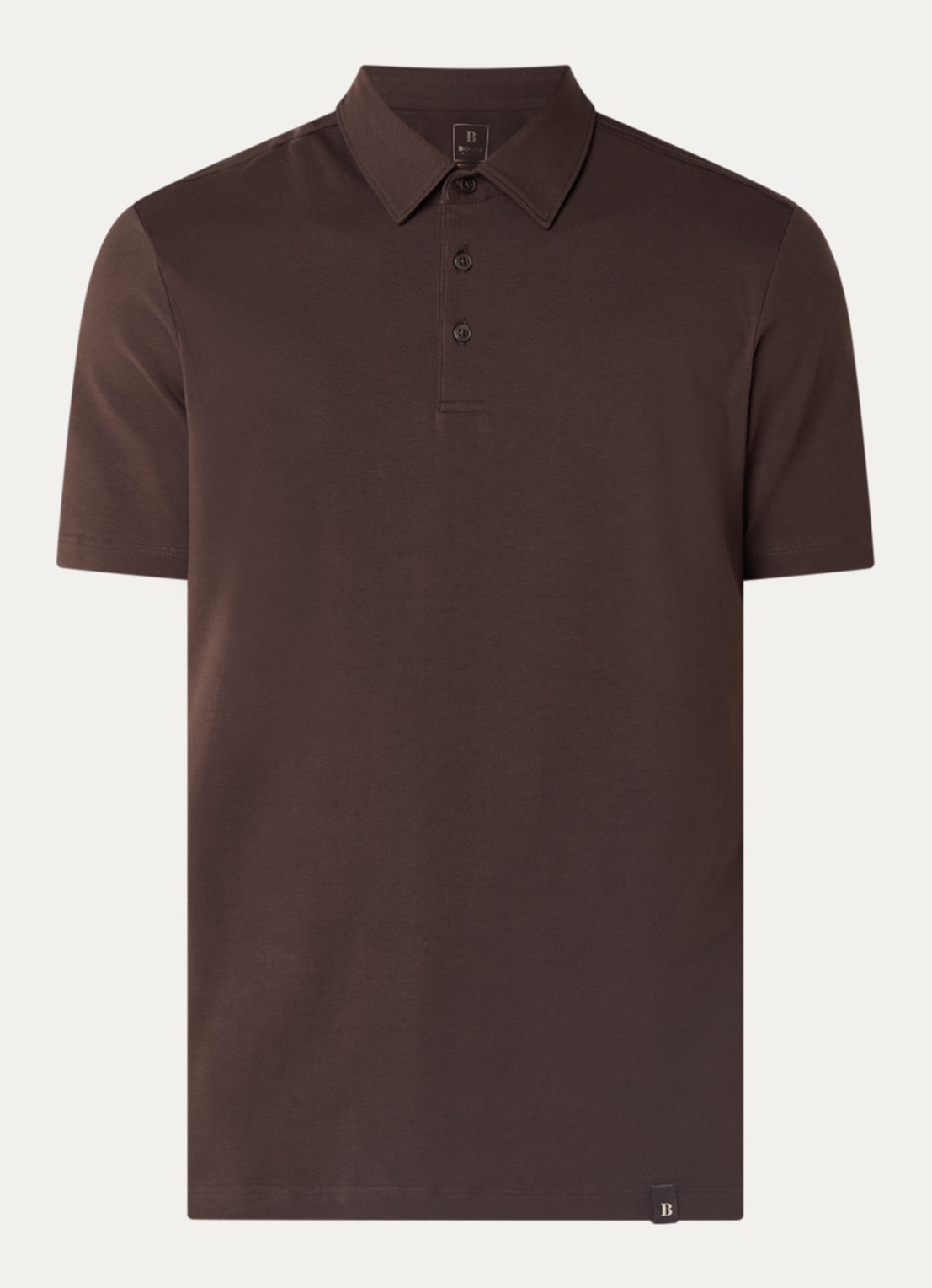 Boggi Milano Regular fit polo met stretch - voorkant 3 donkerbruin