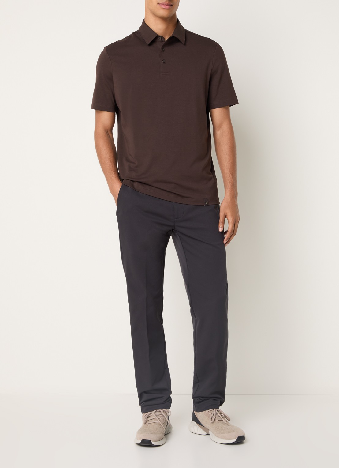 Boggi Milano Regular fit polo met stretch - voorkant 4 donkerbruin