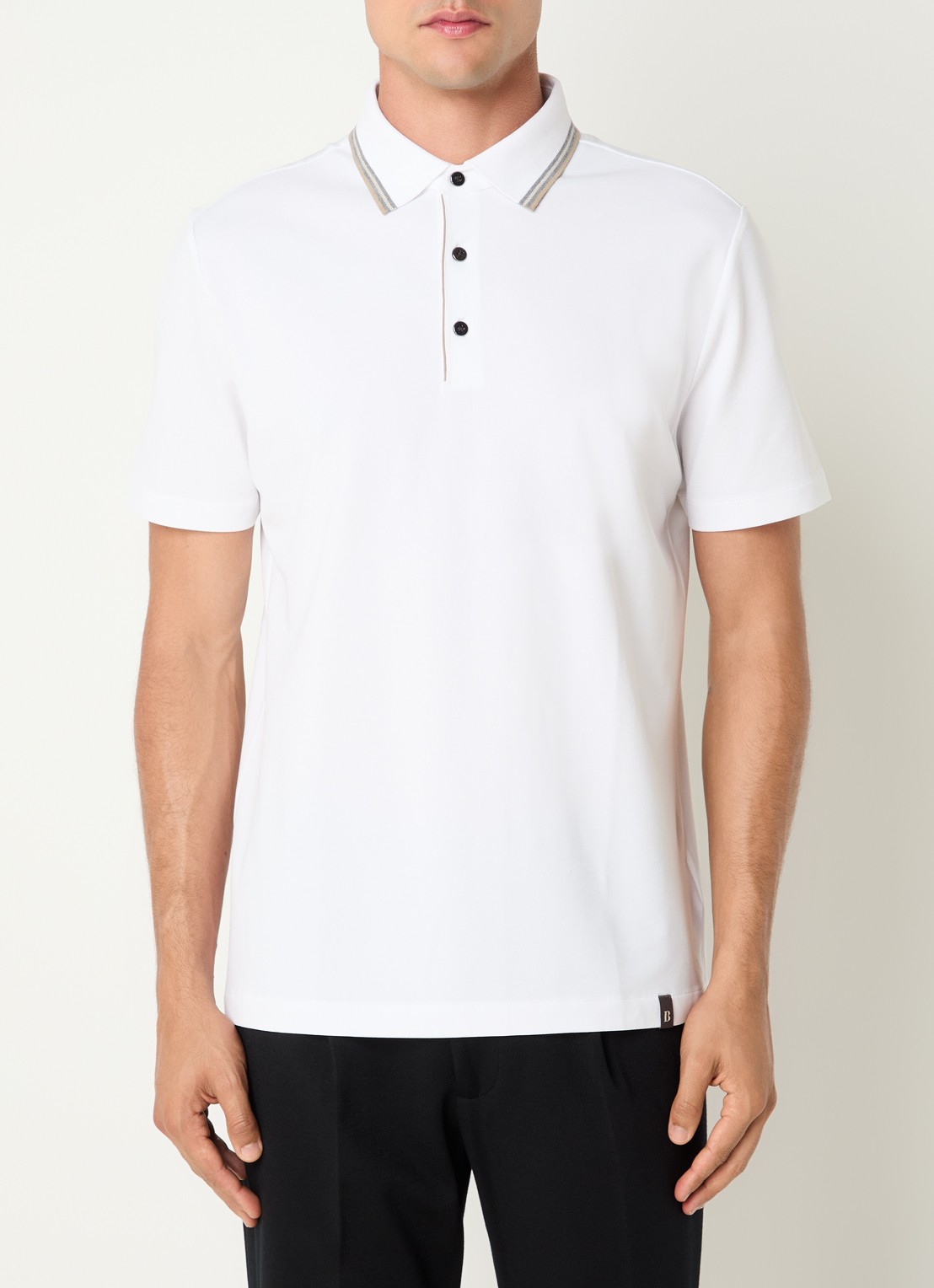 Boggi Milano Regular fit polo met stretch - detail wit
