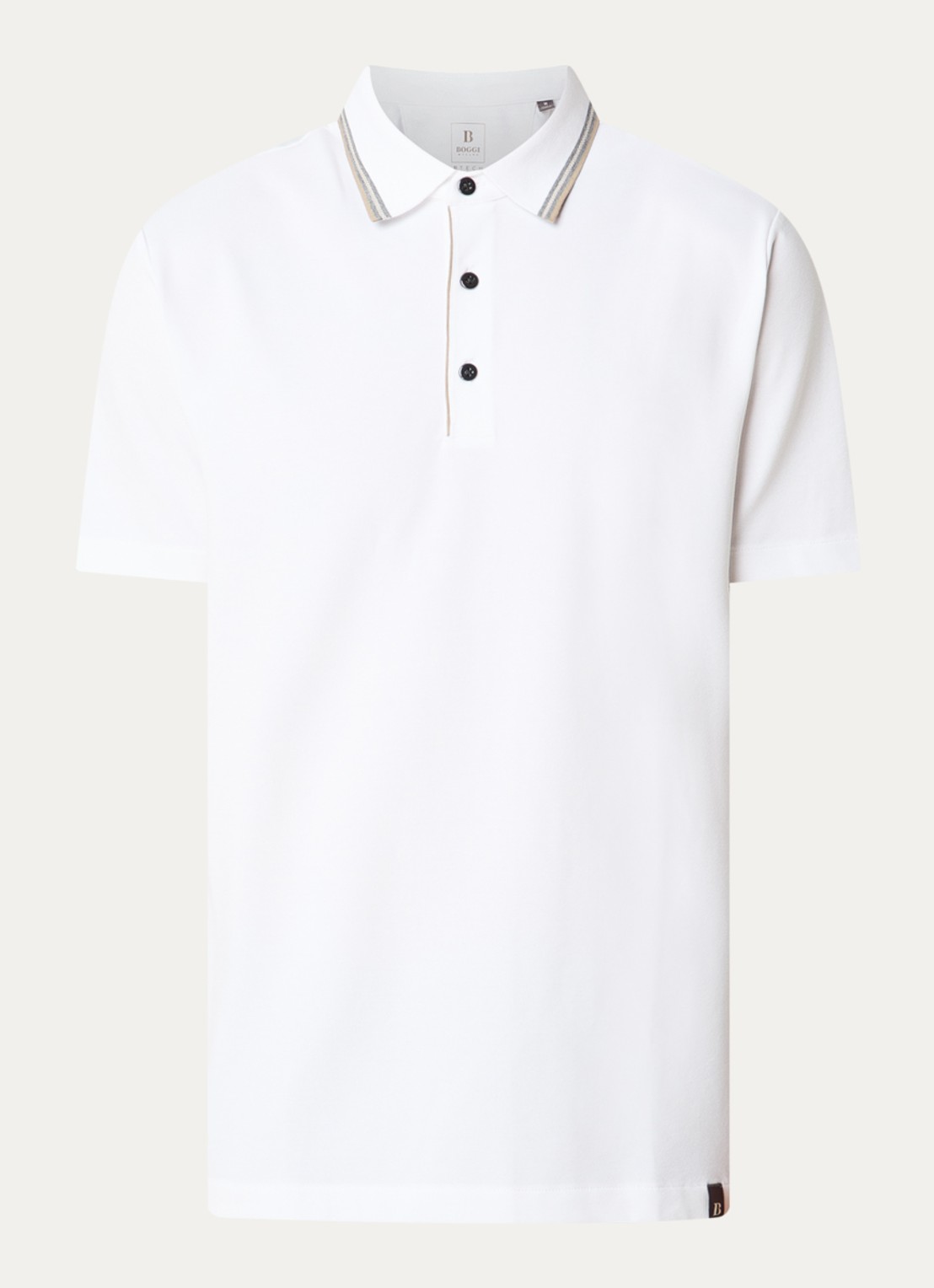 Boggi Milano Regular fit polo met stretch - voorkant 3 wit