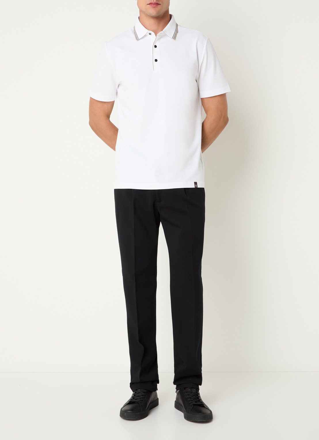 Boggi Milano Regular fit polo met stretch - voorkant 4 wit