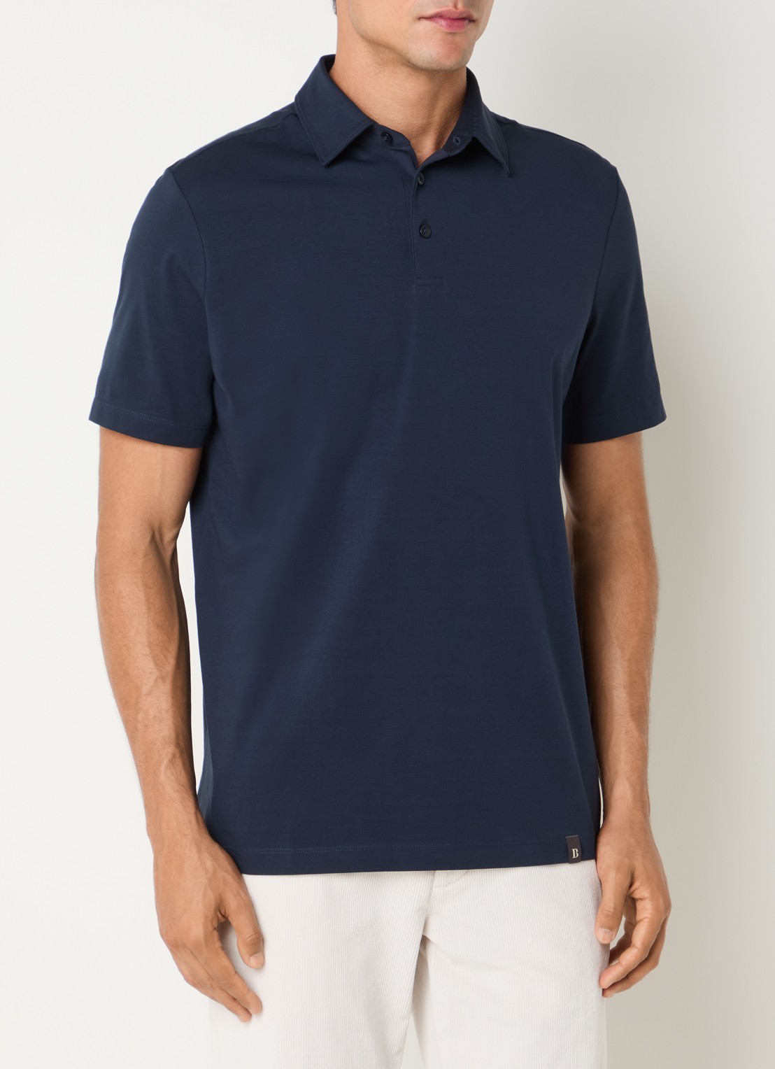 Boggi Milano Regular fit polo met stretch - detail donkerblauw