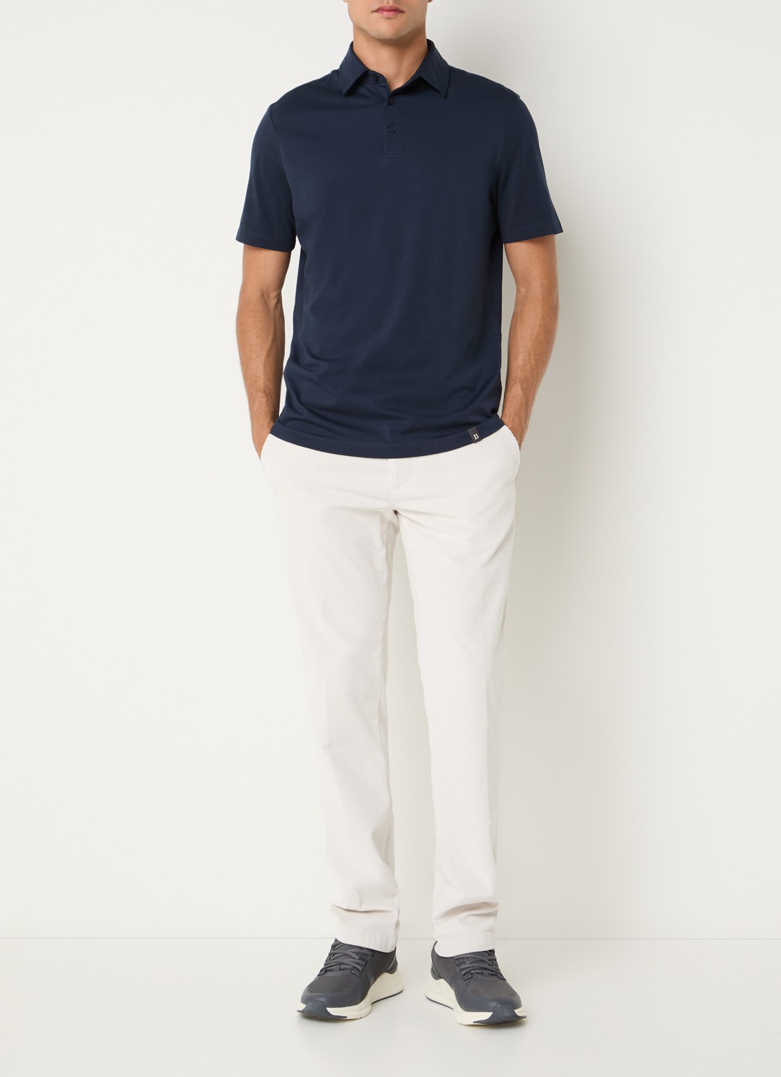 Boggi Milano Regular fit polo met stretch - voorkant 3 donkerblauw