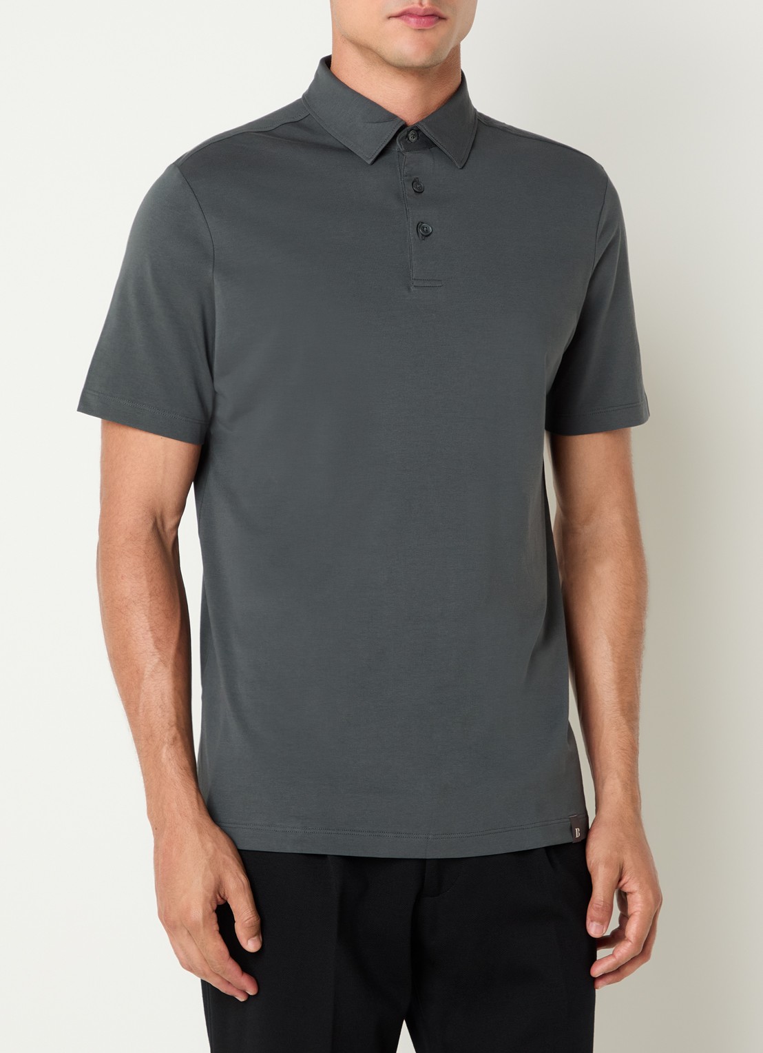 Boggi Milano Regular fit polo met stretch - detail donkergrijs