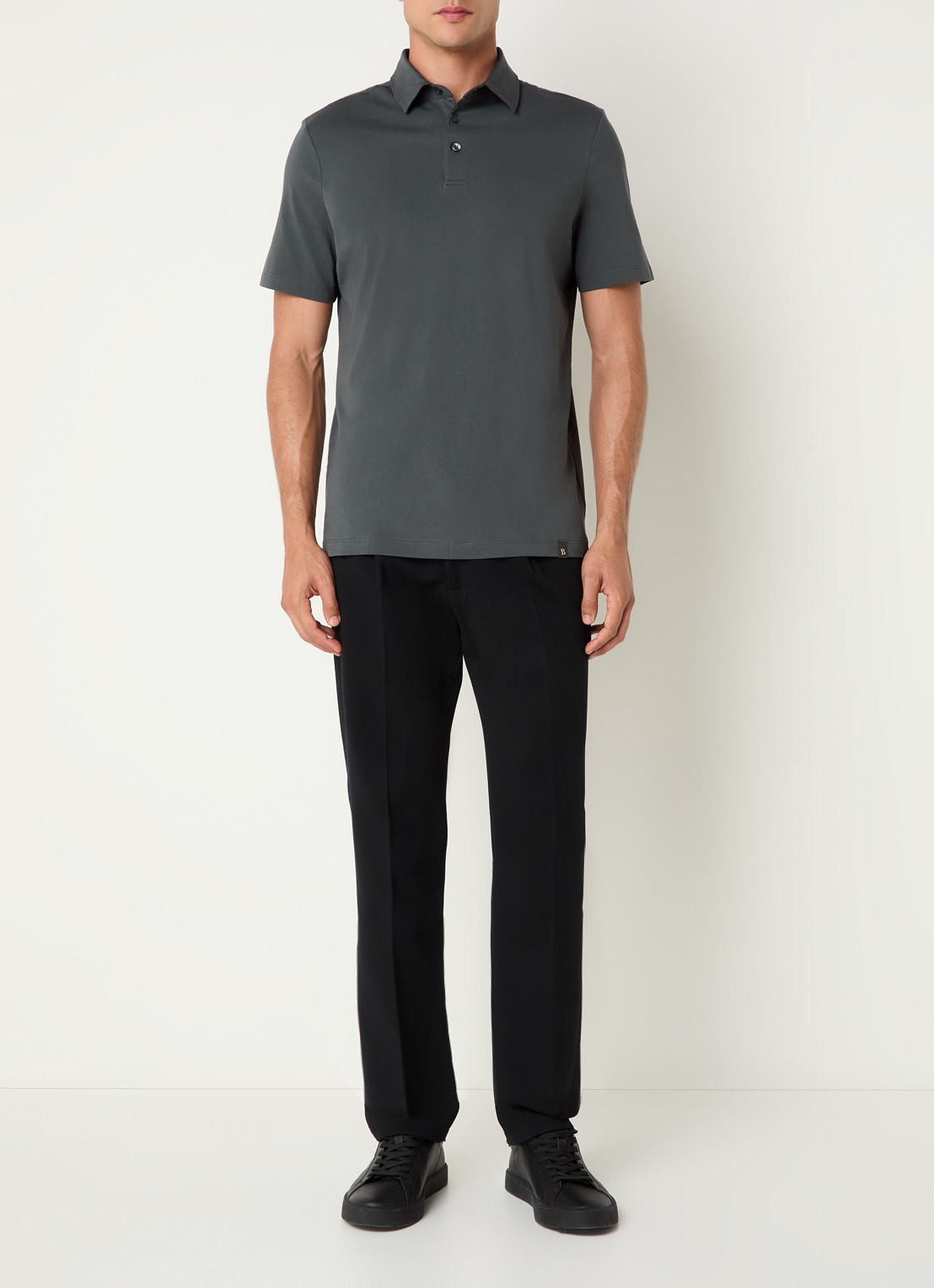 Boggi Milano Regular fit polo met stretch - voorkant 3 donkergrijs
