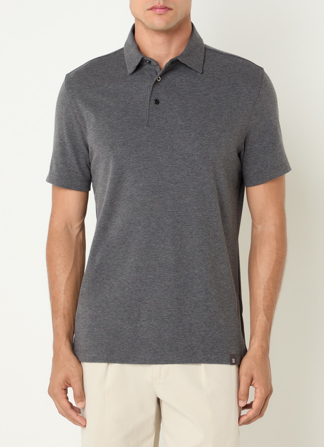 Boggi Milano Regular fit polo met stretch - detail 3 donkergrijs