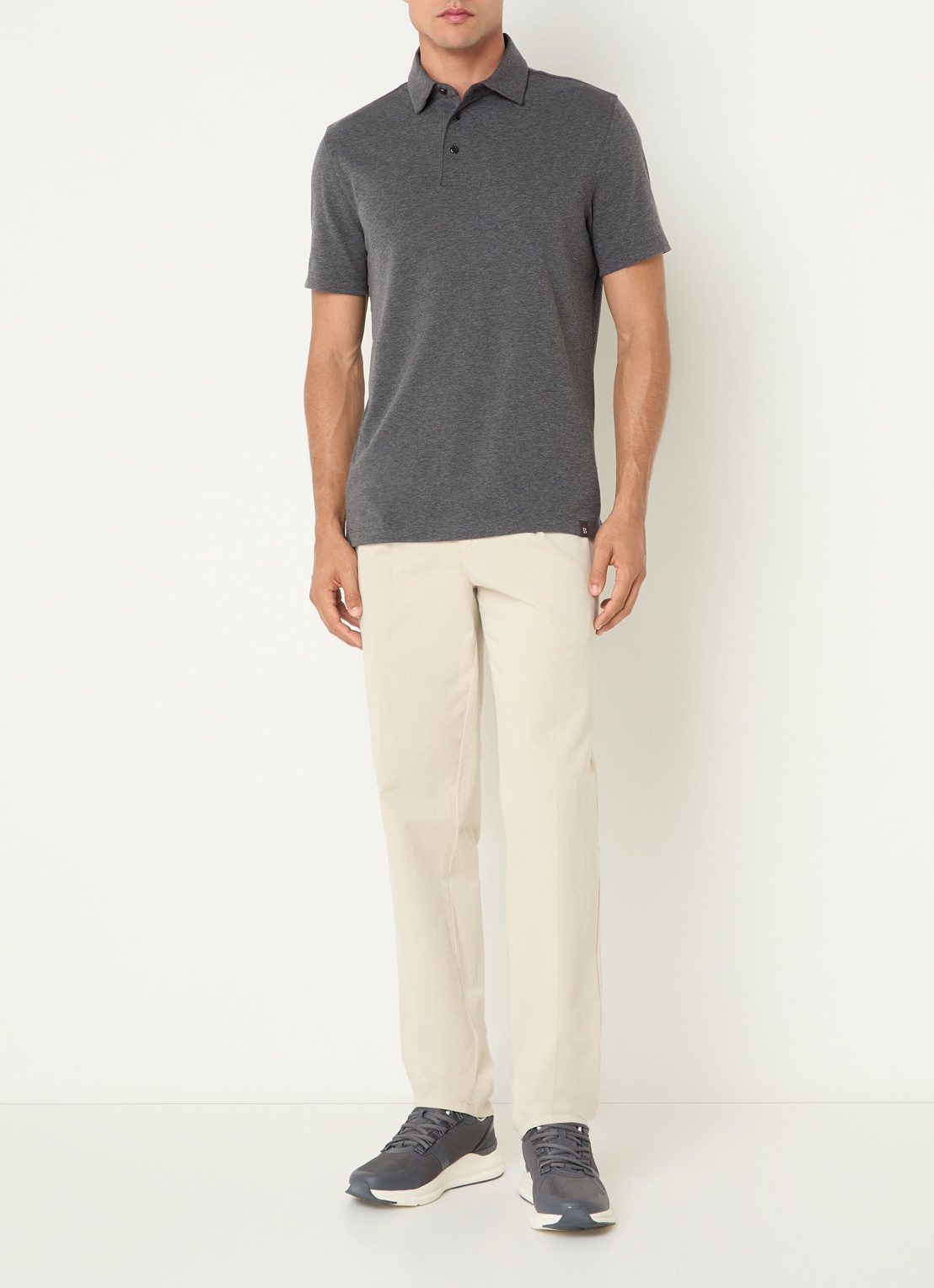 Boggi Milano Regular fit polo met stretch - voorkant 2 donkergrijs