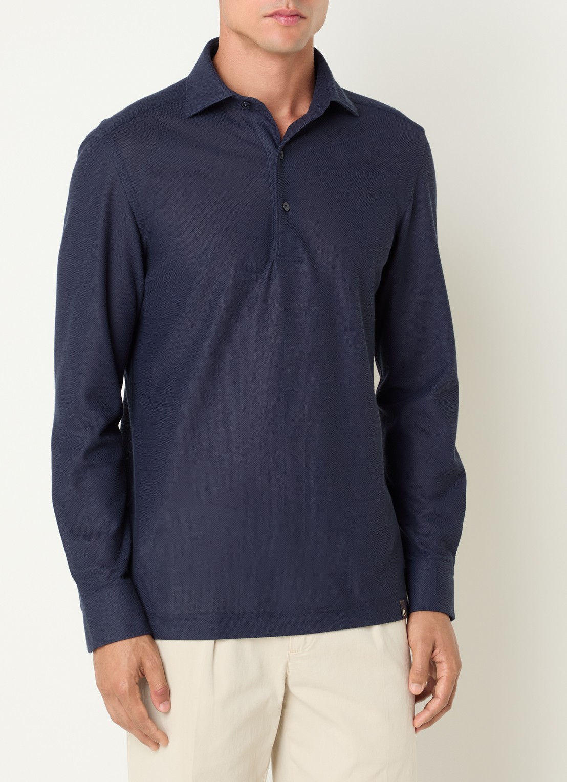 Boggi Milano Regular fit polo met stretch - detail 3 donkerblauw