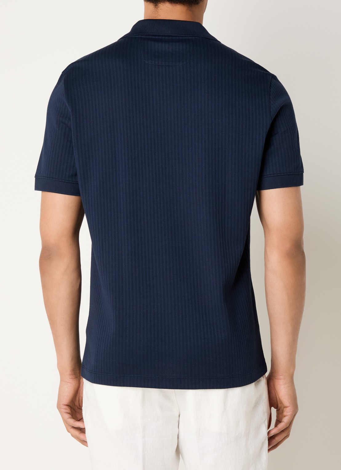 Boggi Milano Regular fit polo met structuur - achterkant donkerblauw