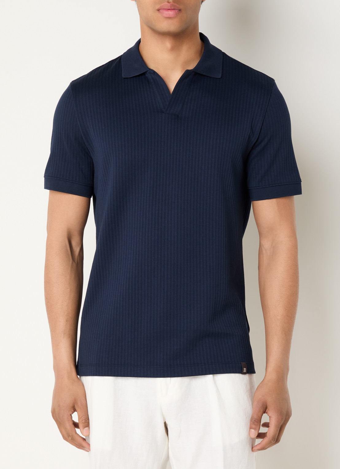 Boggi Milano Regular fit polo met structuur - detail 4 donkerblauw