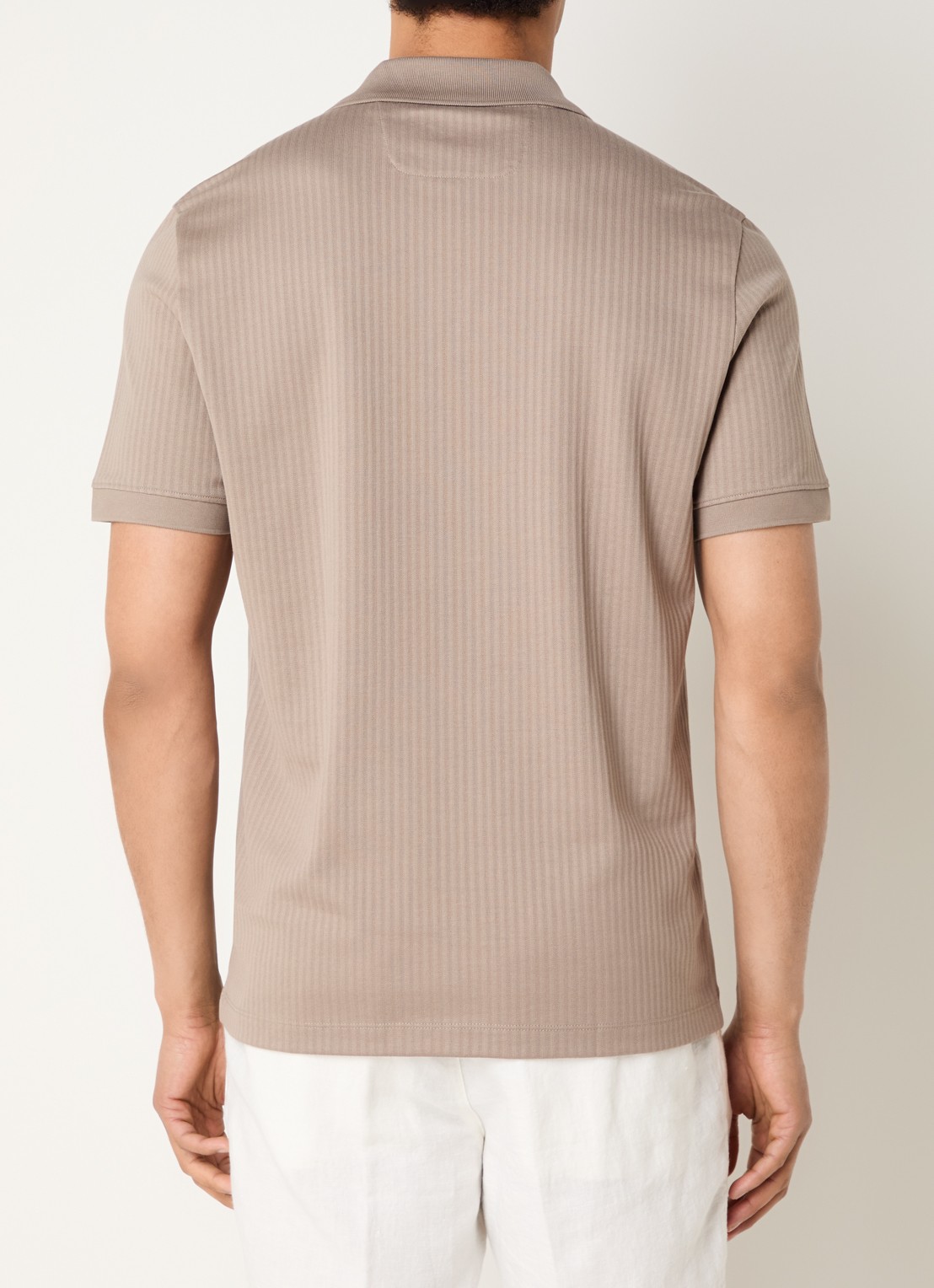Boggi Milano Regular fit polo met structuur - achterkant donkerbeige