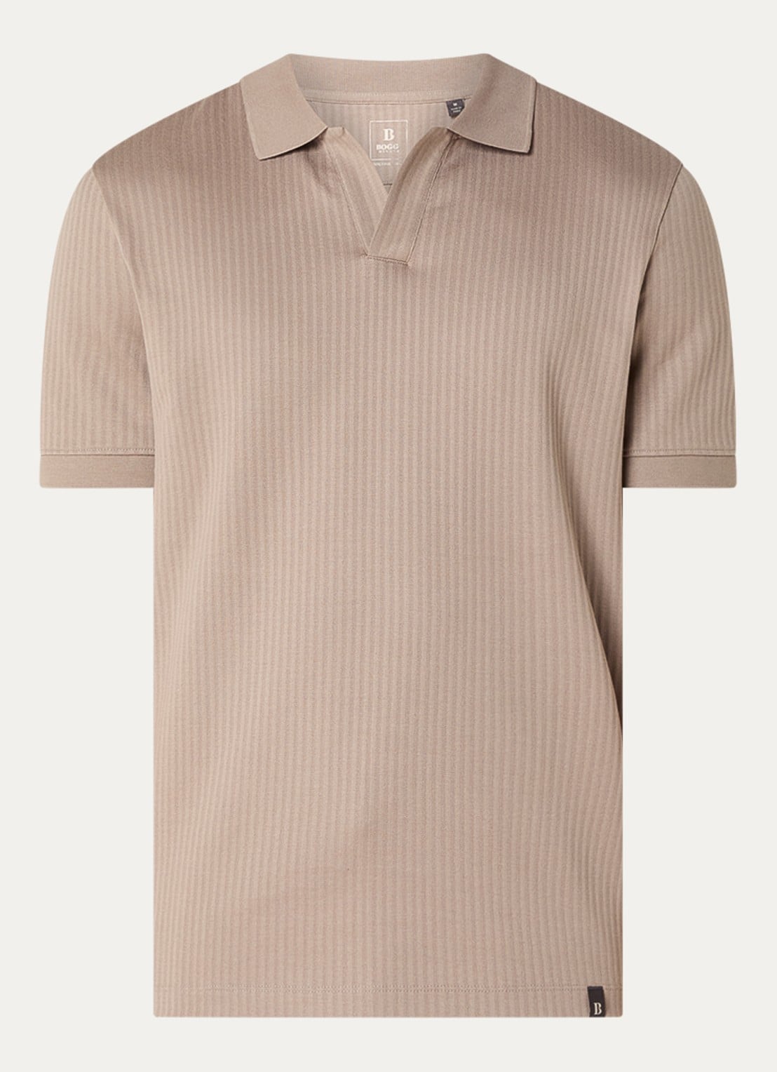 Boggi Milano Regular fit polo met structuur - voorkant 3 donkerbeige