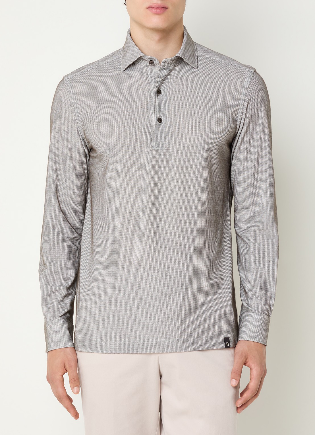 Boggi Milano Regular fit polo van piqué katoen - detail taupe