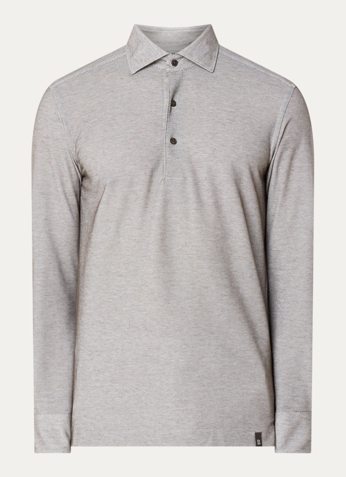Boggi Milano Regular fit polo van piqué katoen - voorkant 3 taupe