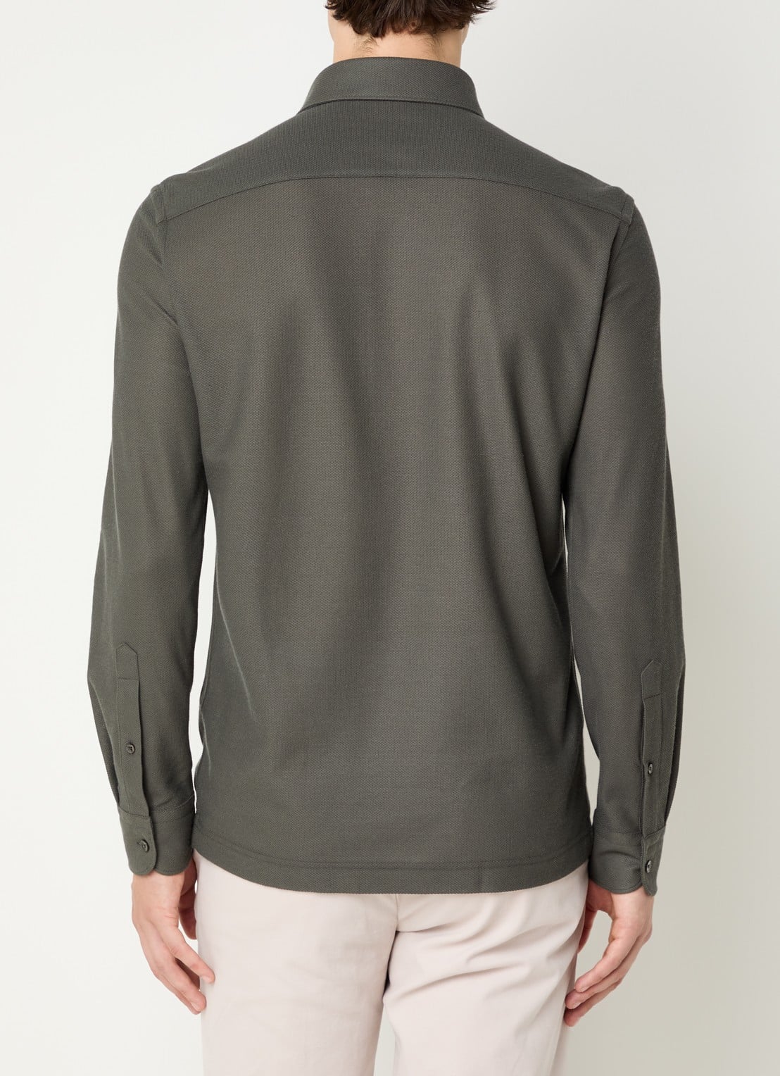 Boggi Milano Regular fit polo van piqué katoen - achterkant 4 legergroen