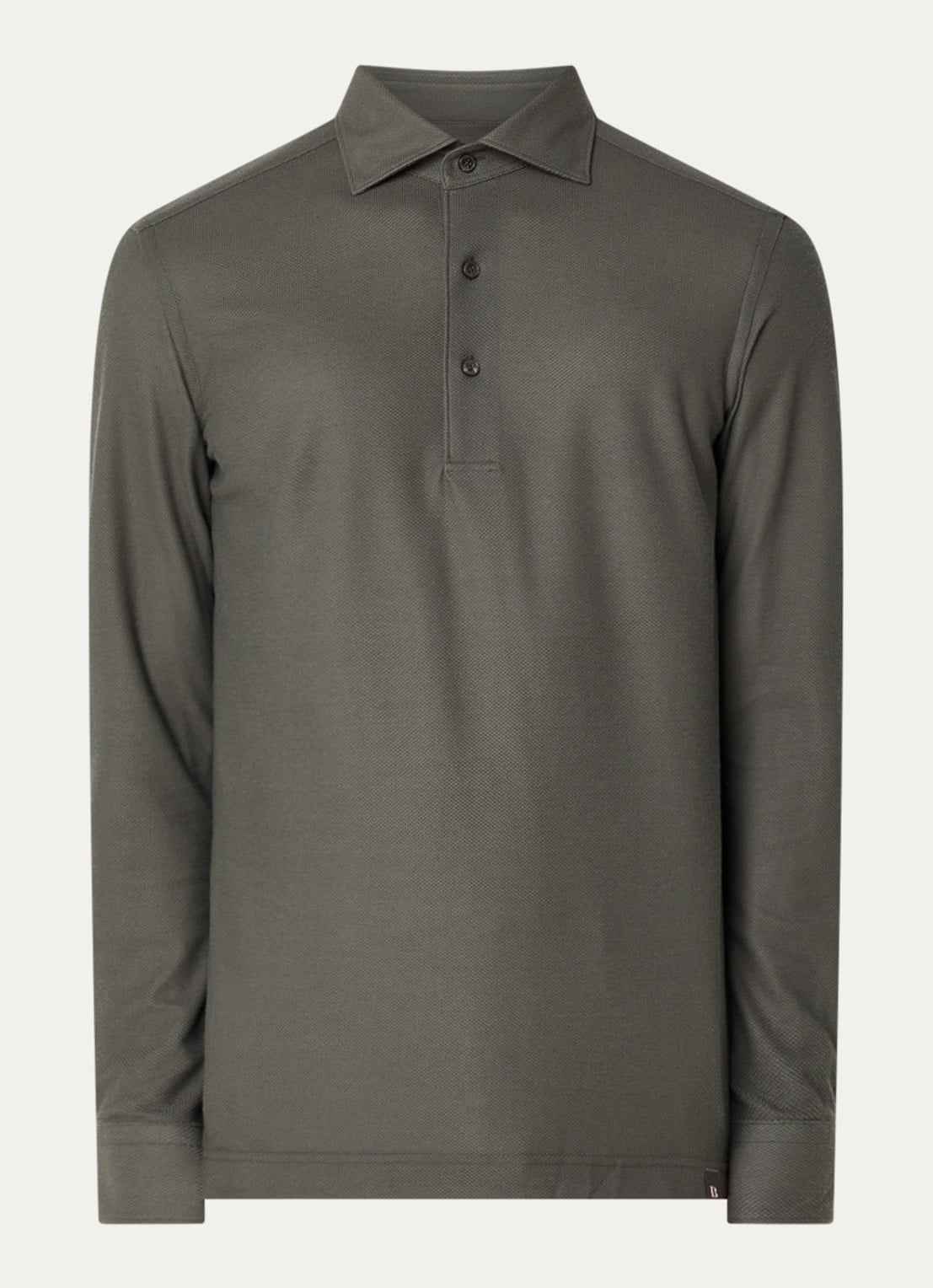 Boggi Milano Regular fit polo van piqué katoen - voorkant 2 legergroen