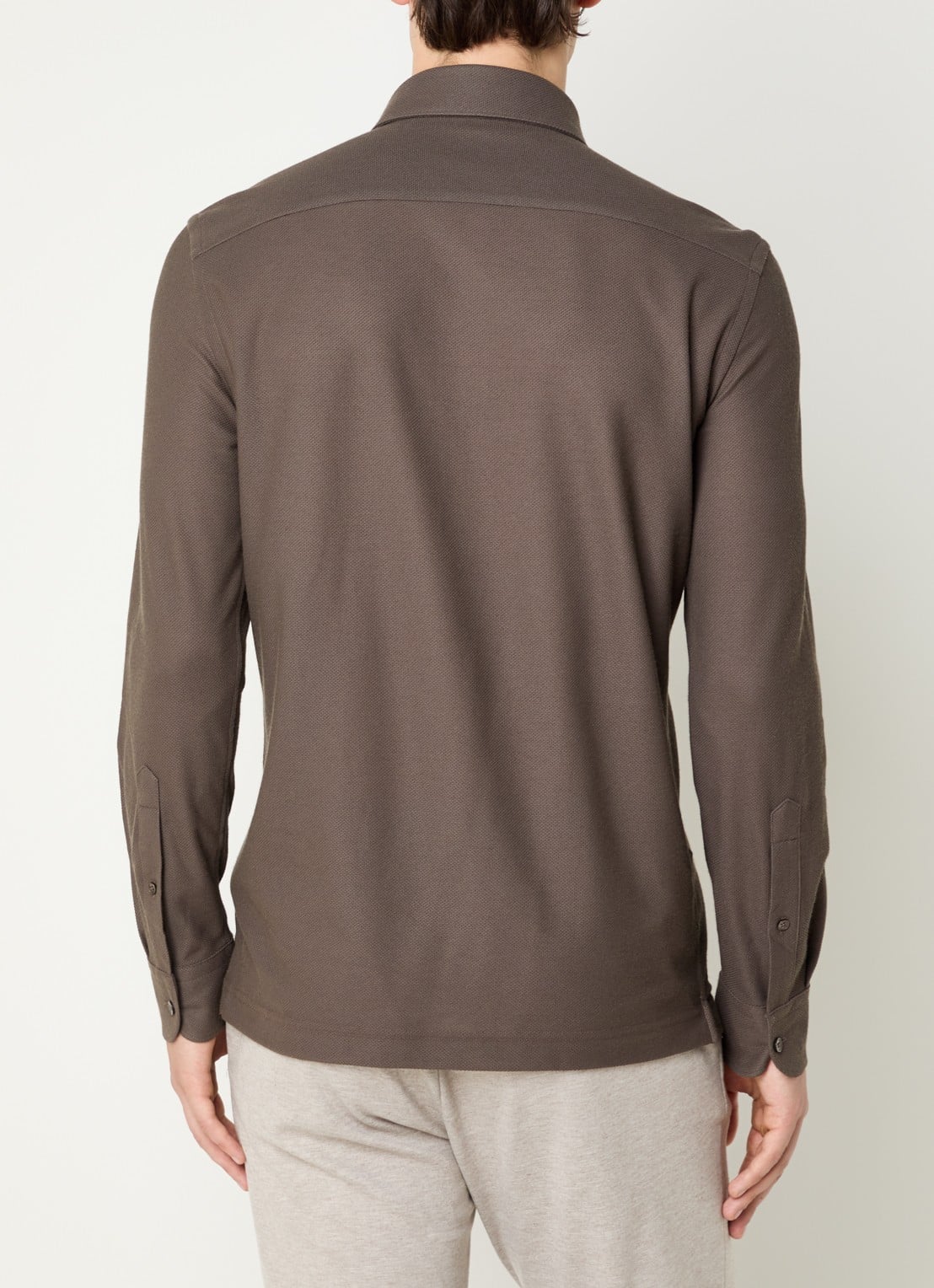 Boggi Milano Regular fit polo van piqué katoen - achterkant 4 donkerbruin