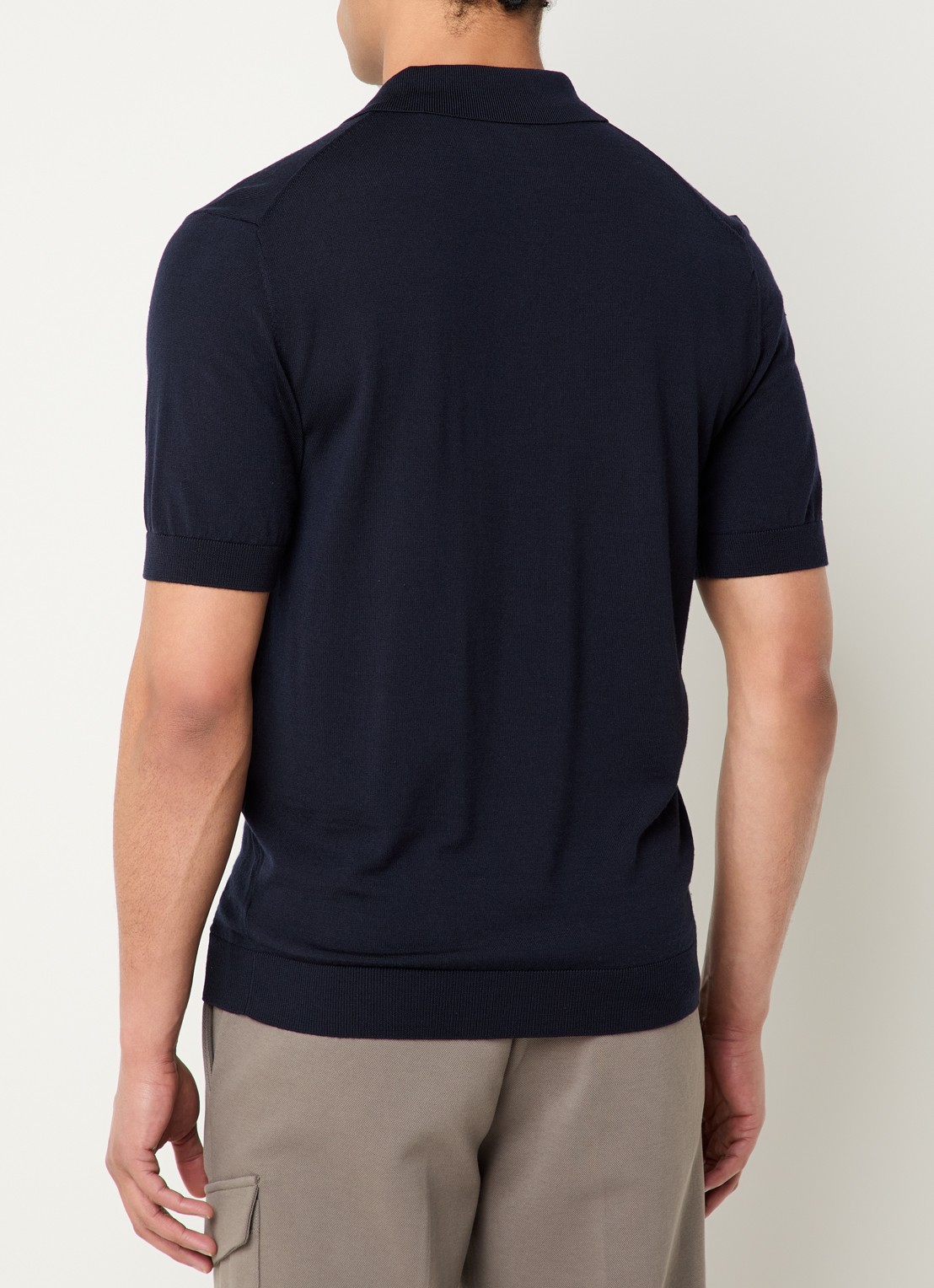 Boggi Milano Regular fit polo van wol met stretch - achterkant donkerblauw